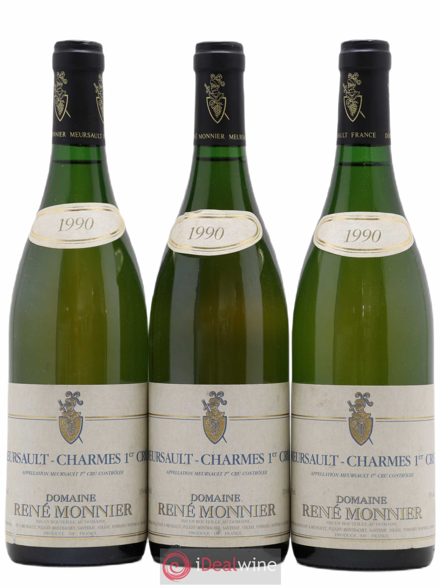 Meursault 1er Cru Charmes Domaine René Monnier 1990 - Lot de 3 bouteilles - 0