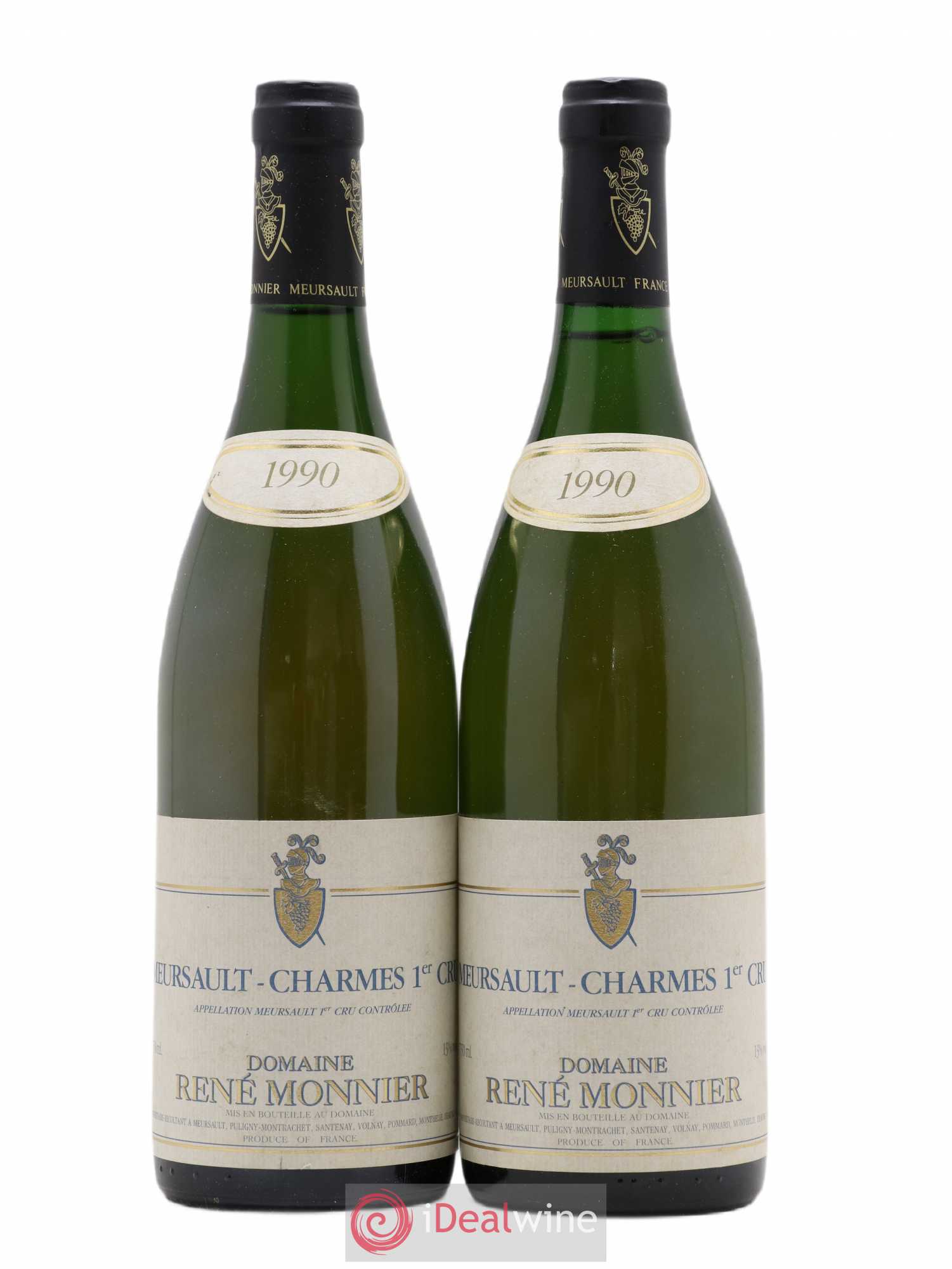 Meursault 1er Cru Charmes Domaine René Monnier 1990 - Lot de 2 bouteilles - 0