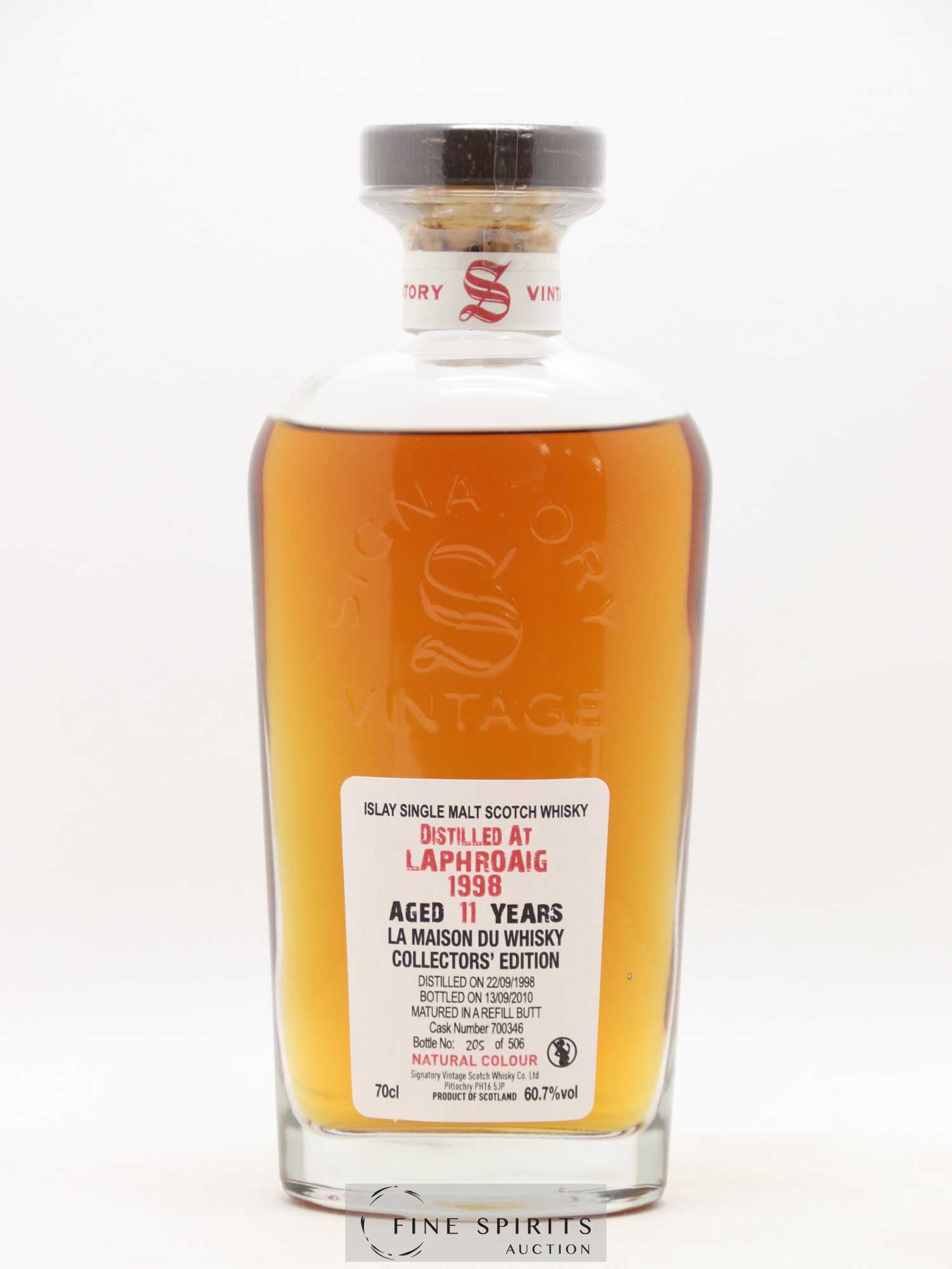 Laphroaig 11 years 1998 Signatory Vintage Collector's Edition Refill Butt n°700346 - One of 506 - bottled 2010 LMDW Cask Strength Collection - Posten von 1 Flasche - 1