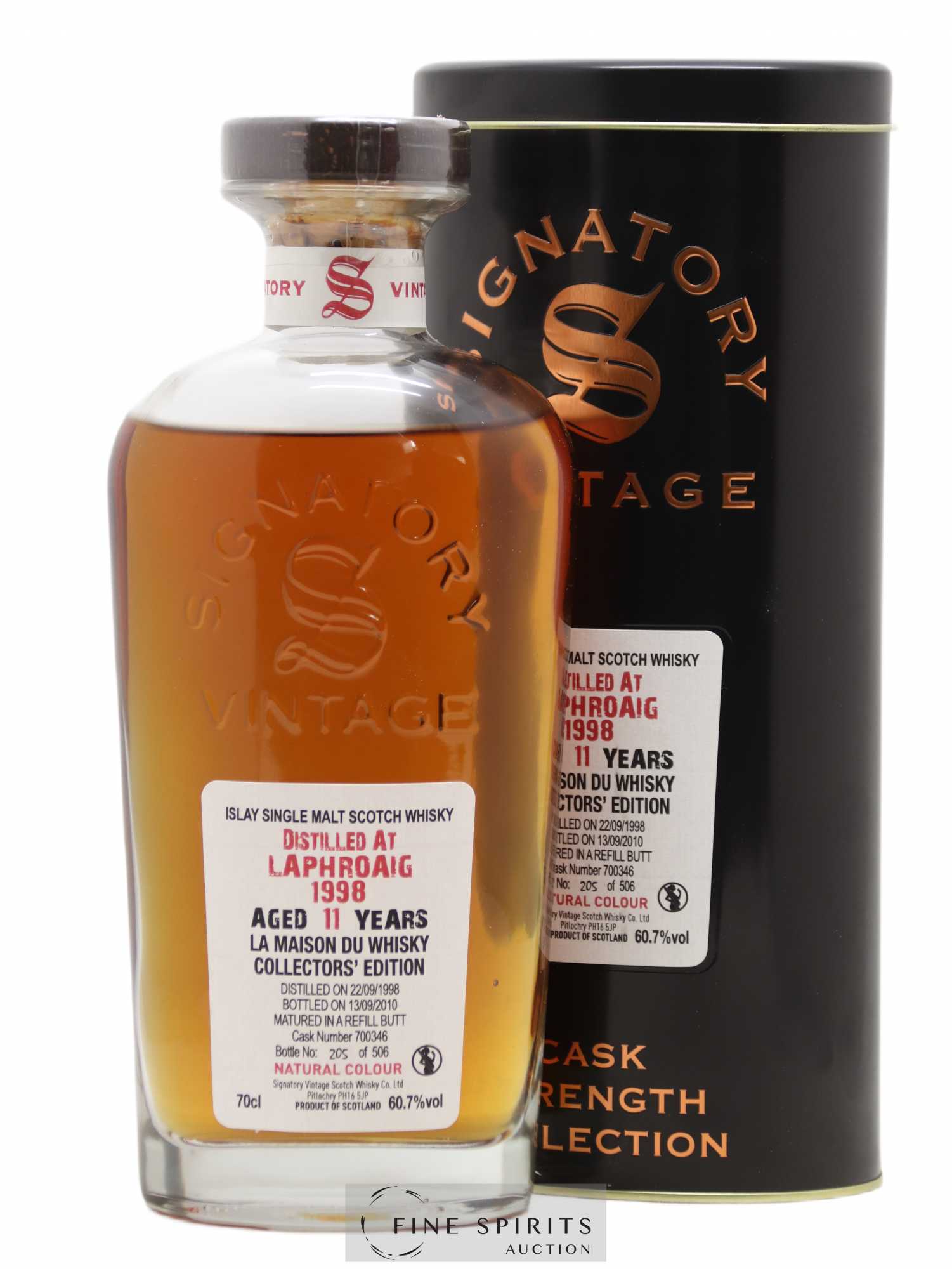 Laphroaig 11 years 1998 Signatory Vintage Collector's Edition Refill Butt n°700346 - One of 506 - bottled 2010 LMDW Cask Strength Collection - Posten von 1 Flasche - 0