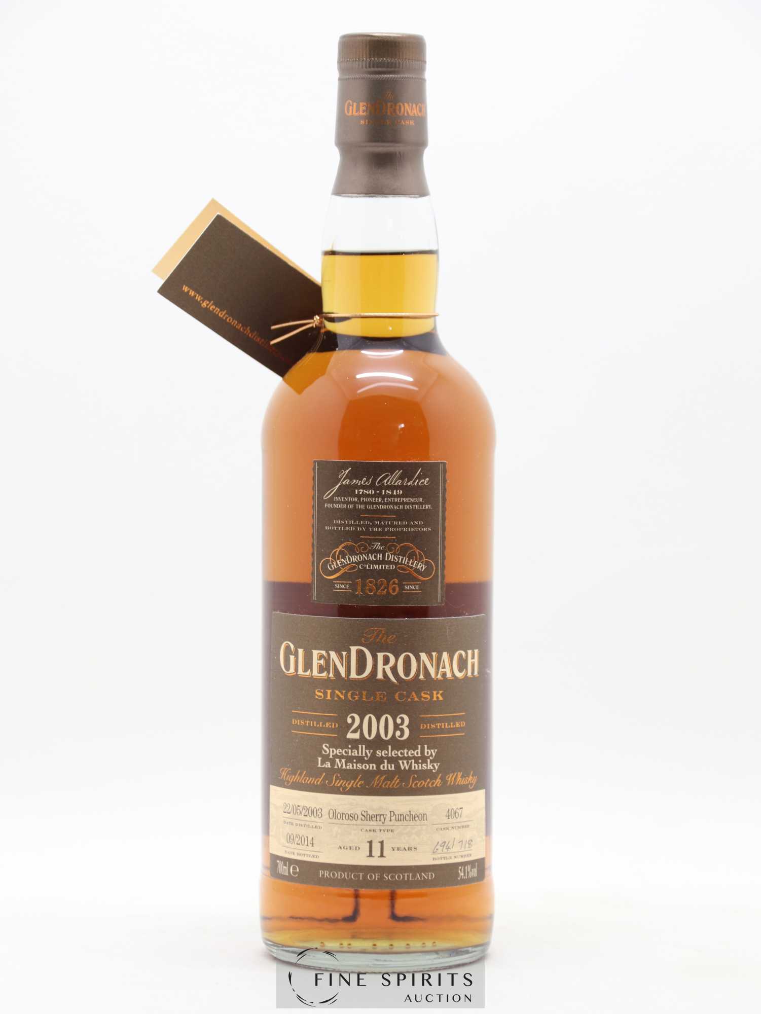 The Glendronach 11 years 2003 Of. Oloroso Sherry Puncheon n°4067 - One of 718 - bottled 2014 LMDW - Lot of 1 bottle - 1