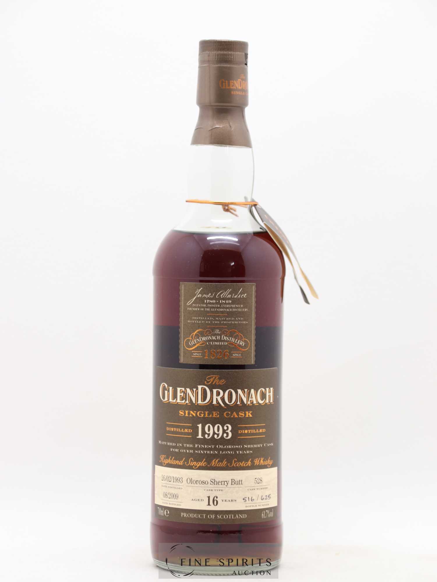 Glendronach 16 years 1993 Of. Oloroso Sherry Butt n°528 - One of 625 - bottled 2009 - Lot de 1 bouteille - 1