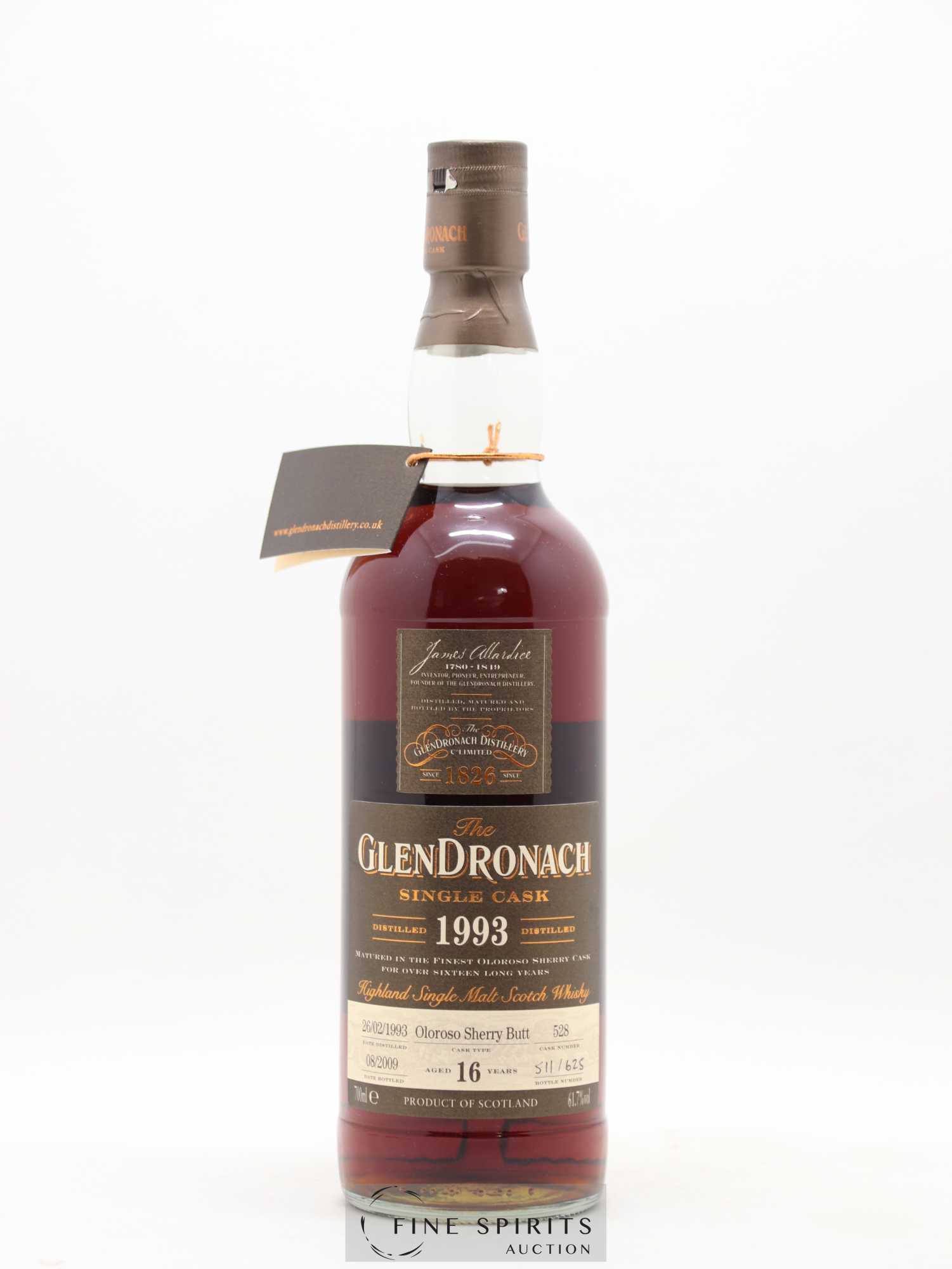 Glendronach 16 years 1993 Of. Oloroso Sherry Butt n°528 - One of 625 - bottled 2009 - Posten von 1 Flasche - 1