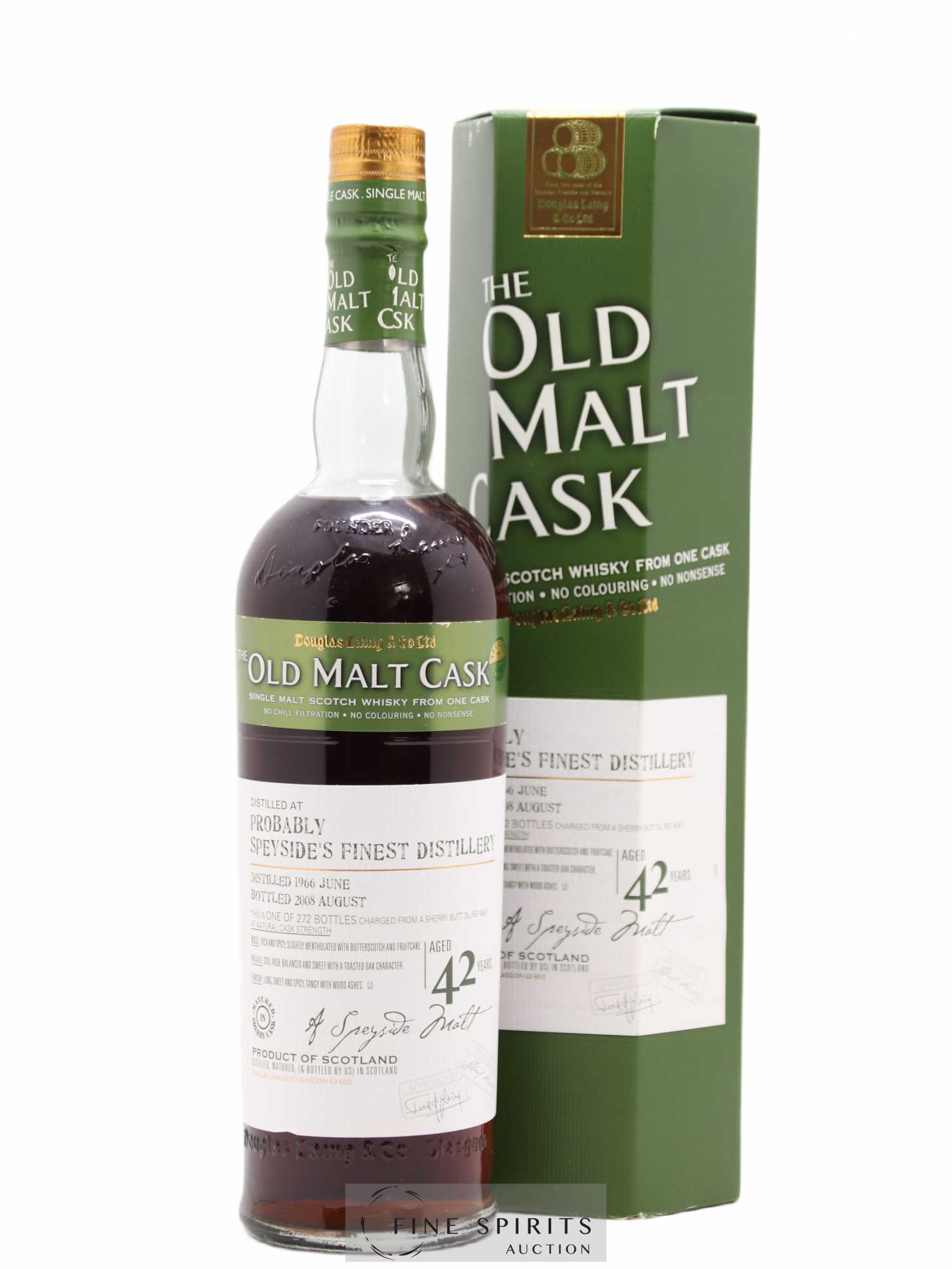 Probably Speyside's Finest Distillery 42 years 1966 Douglas Laing Butt DL REF 4541 - One of 272 - bottled 2008 The Old Malt Cask - Lot de 1 bouteille - 0