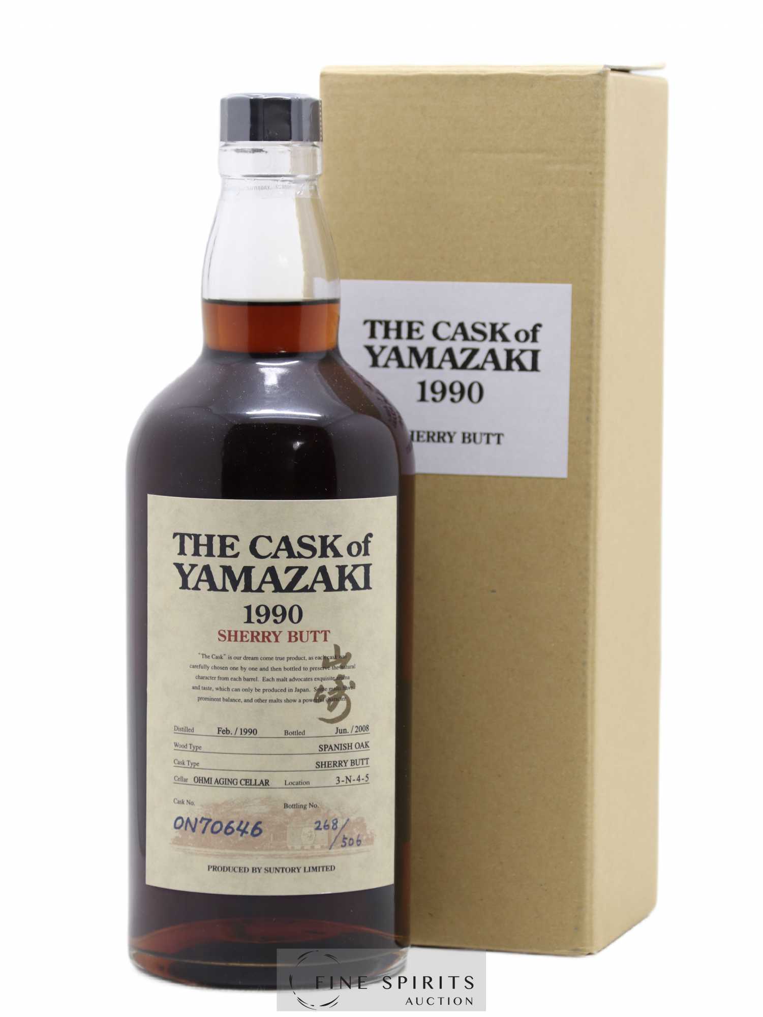 The Cask of Yamazaki 1990 Of. Sherry Butt Cask n°ON70646 - One of 506 - bottled 2008 Suntory - Lot de 1 bouteille - 0