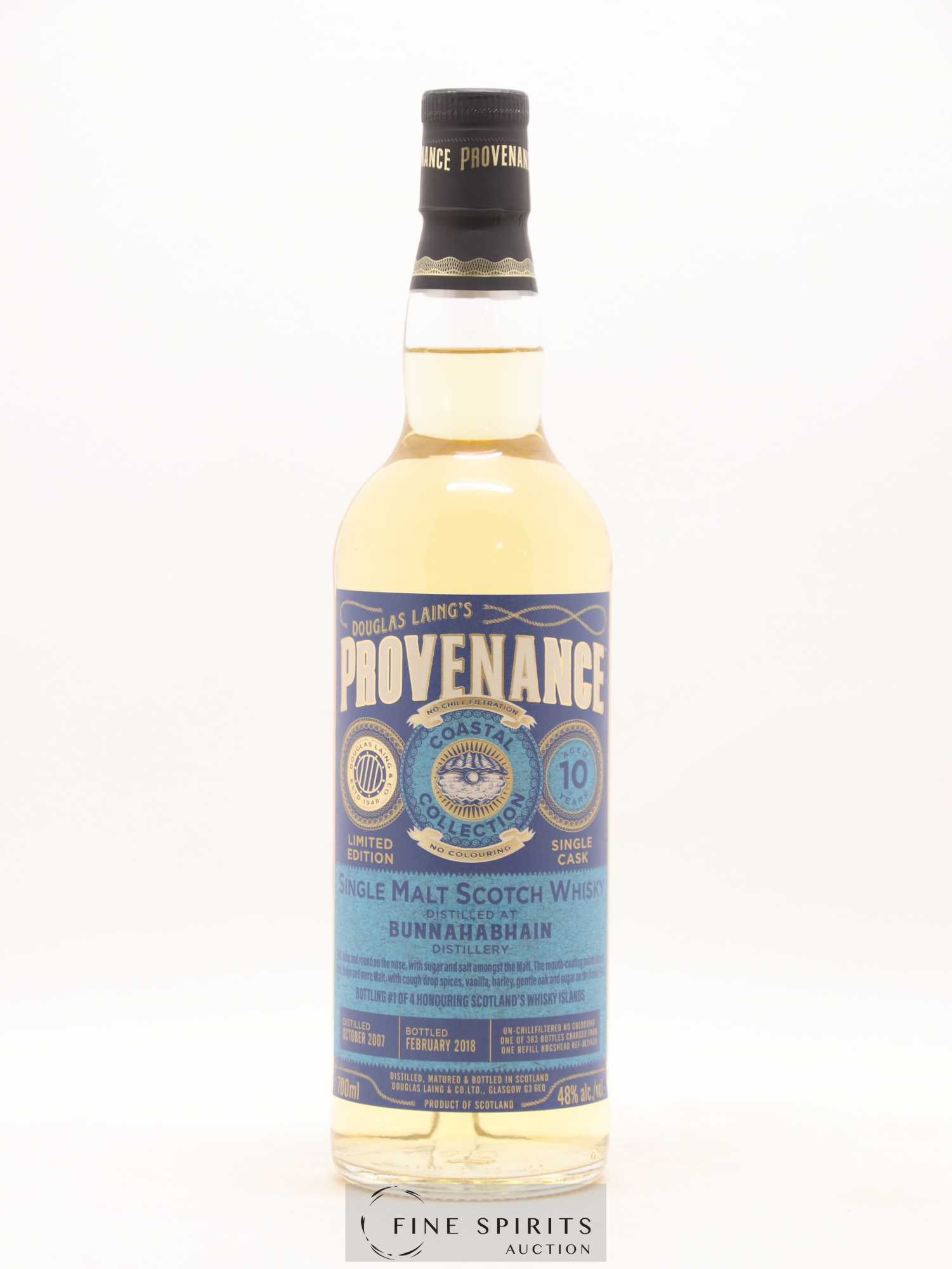 Bunnahabhain 10 years 2007 Douglas Laing Provenance Hogshead n°DL11420 - One of 383 - bottled 2018 Coastal Collection - Lot de 1 bouteille - 1