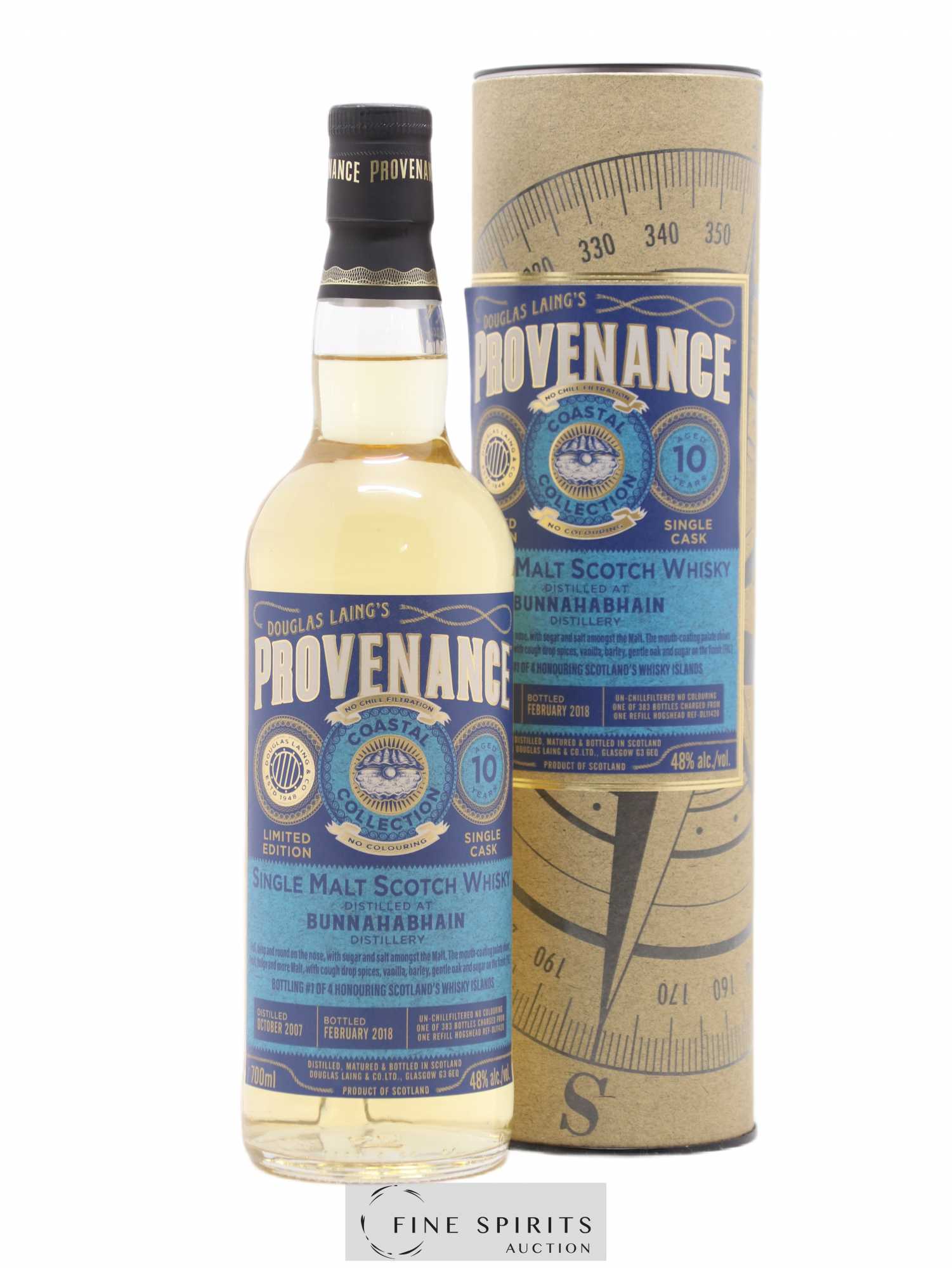 Bunnahabhain 10 years 2007 Douglas Laing Provenance Hogshead n°DL11420 - One of 383 - bottled 2018 Coastal Collection - Lot de 1 bouteille - 0