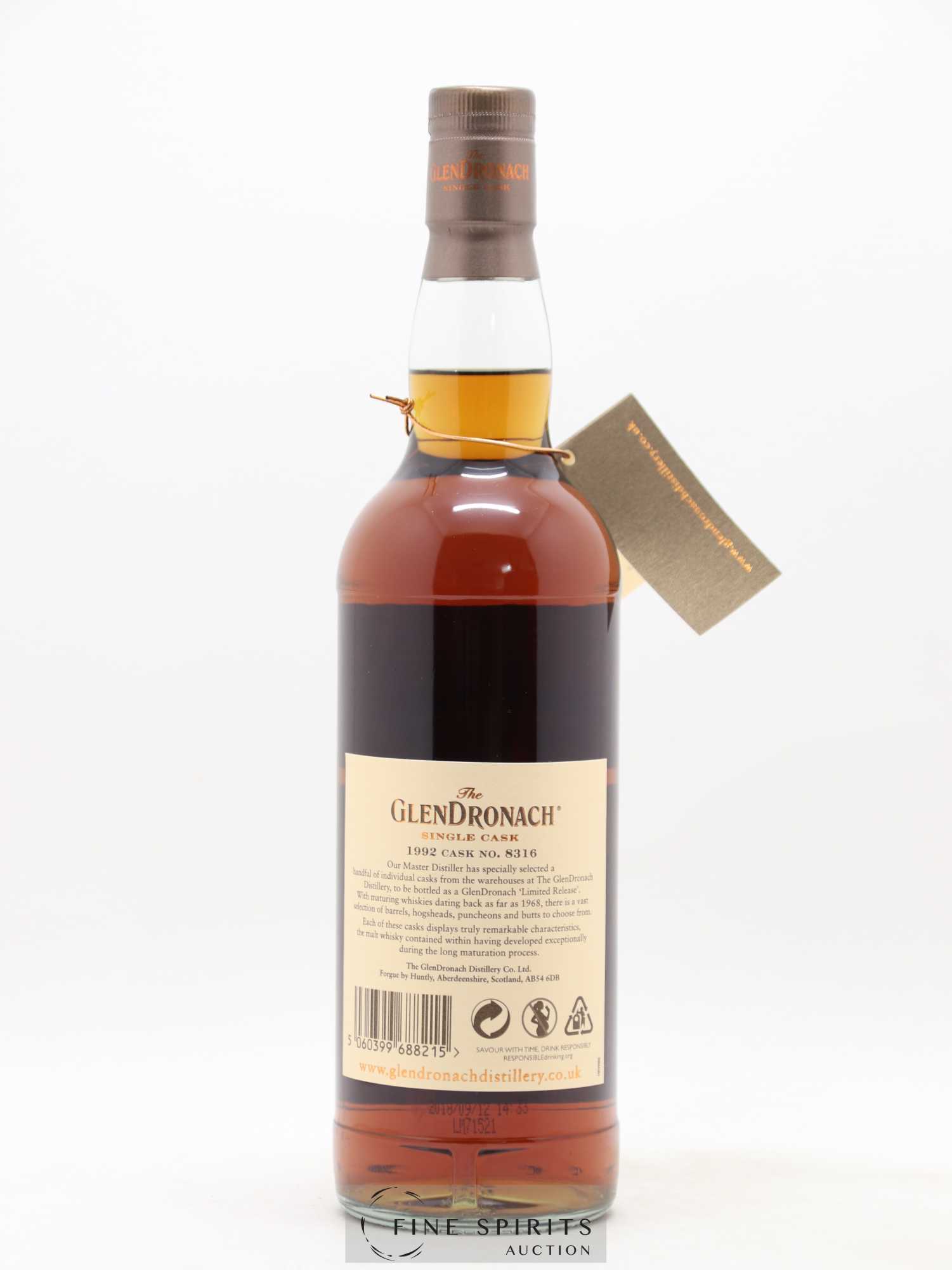 Glendronach 26 years 1992 Of. Cask n°8316 - One of 680 - bottled 2018 - Lot de 1 bouteille - 2