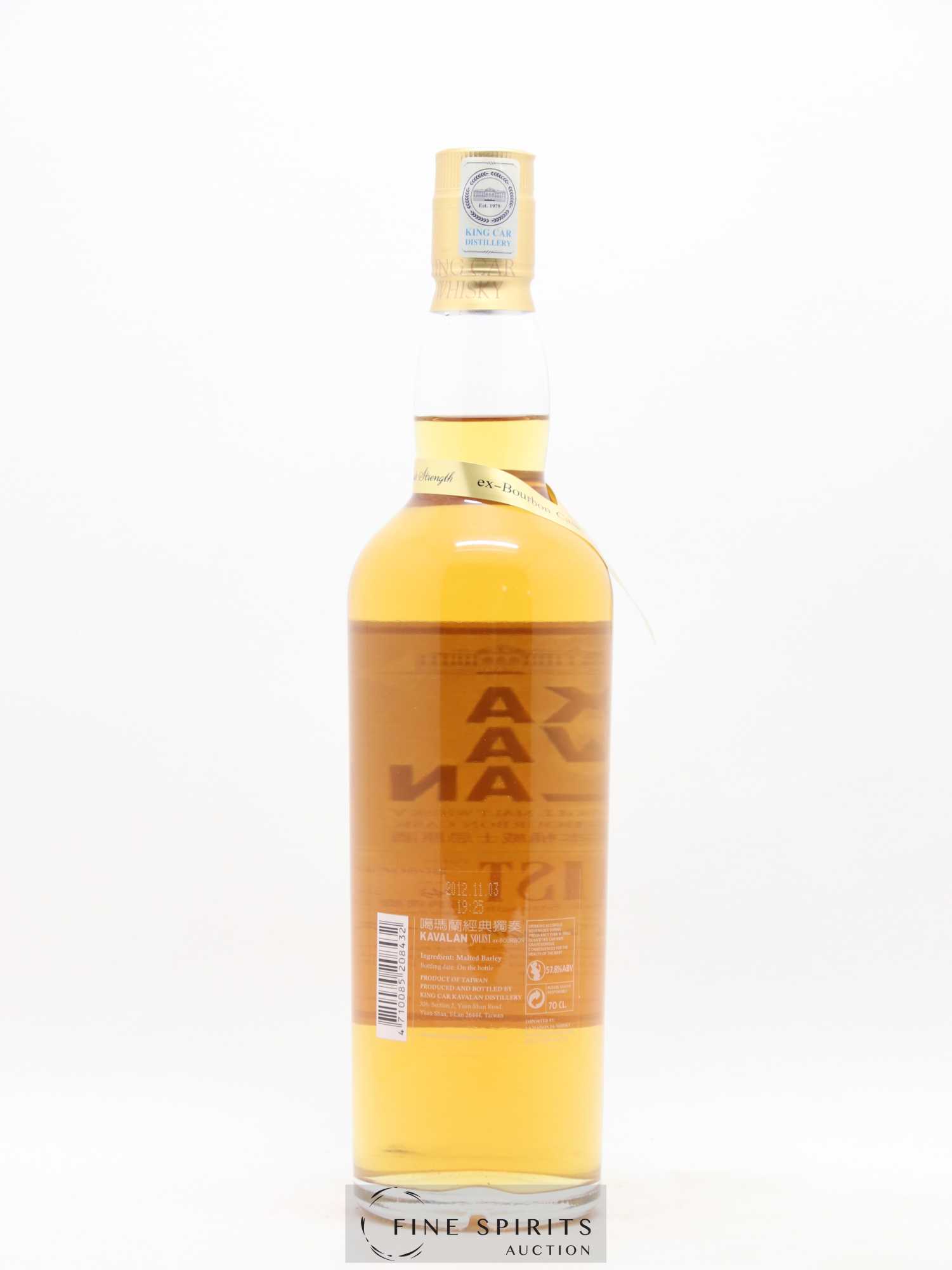 Kavalan Of. Solist ex-Bourbon Cask n°B080616086 - One of 209 - bottled 2012 Cask Strength - Lot de 1 bouteille - 2