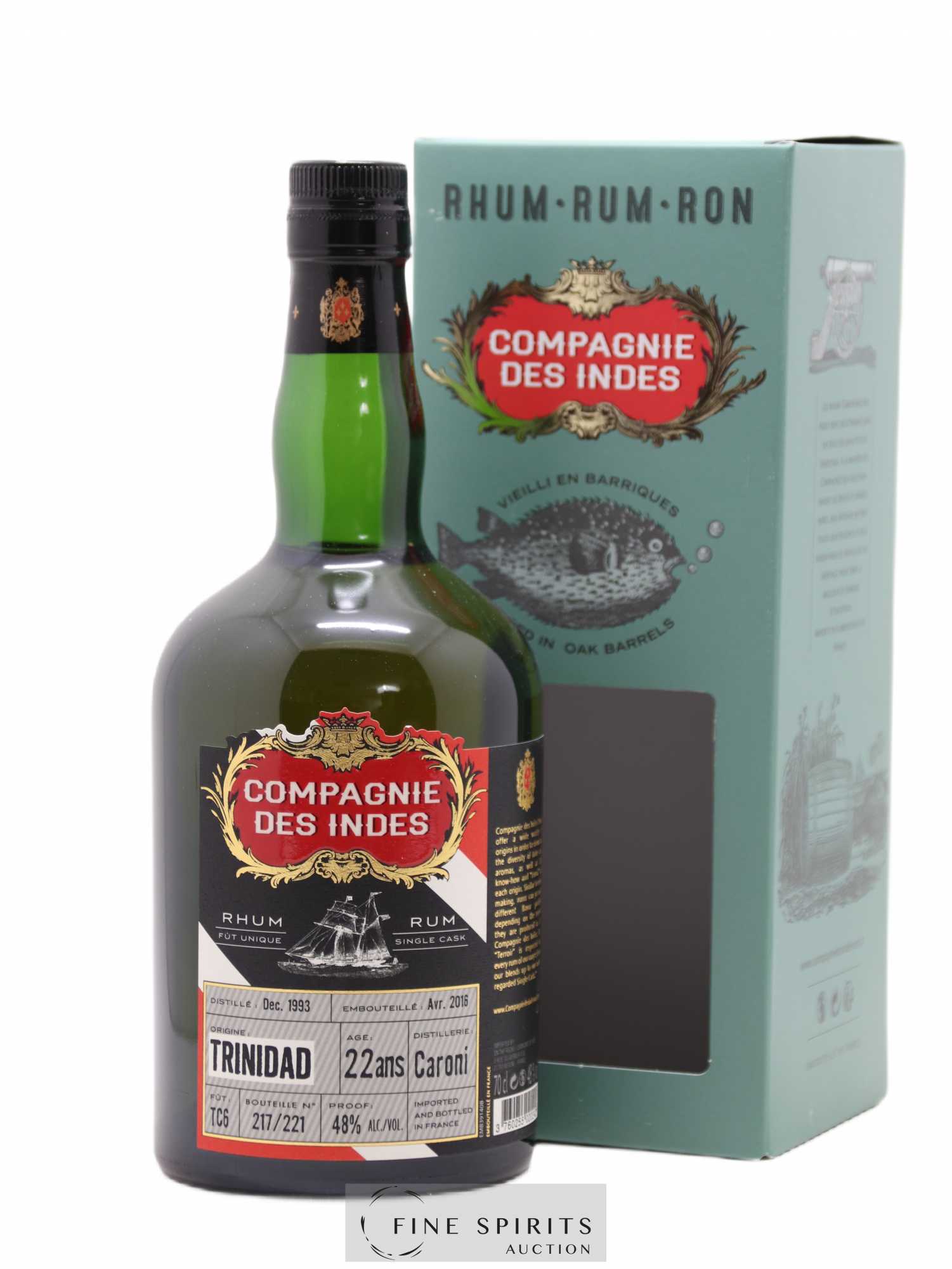 Caroni 22 years 1993 Compagnie des Indes Cask n°TC4 - One of 350 - bottled 2016 - Lot de 1 bouteille - 0