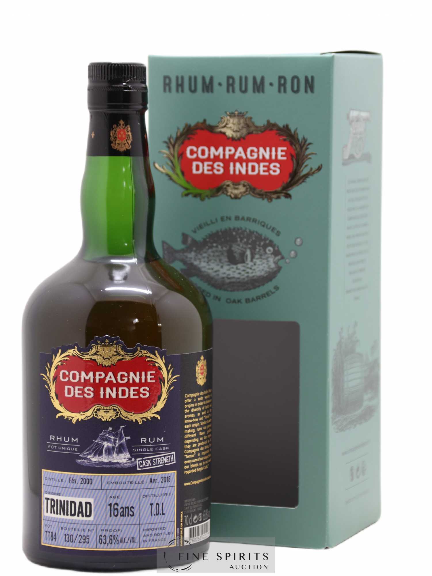 T.D.L. 16 years 2000 Compagnie des Indes Cask n°TT84 - One of 295 - bottled 2016 Cask Strength - Lot de 1 bouteille - 0