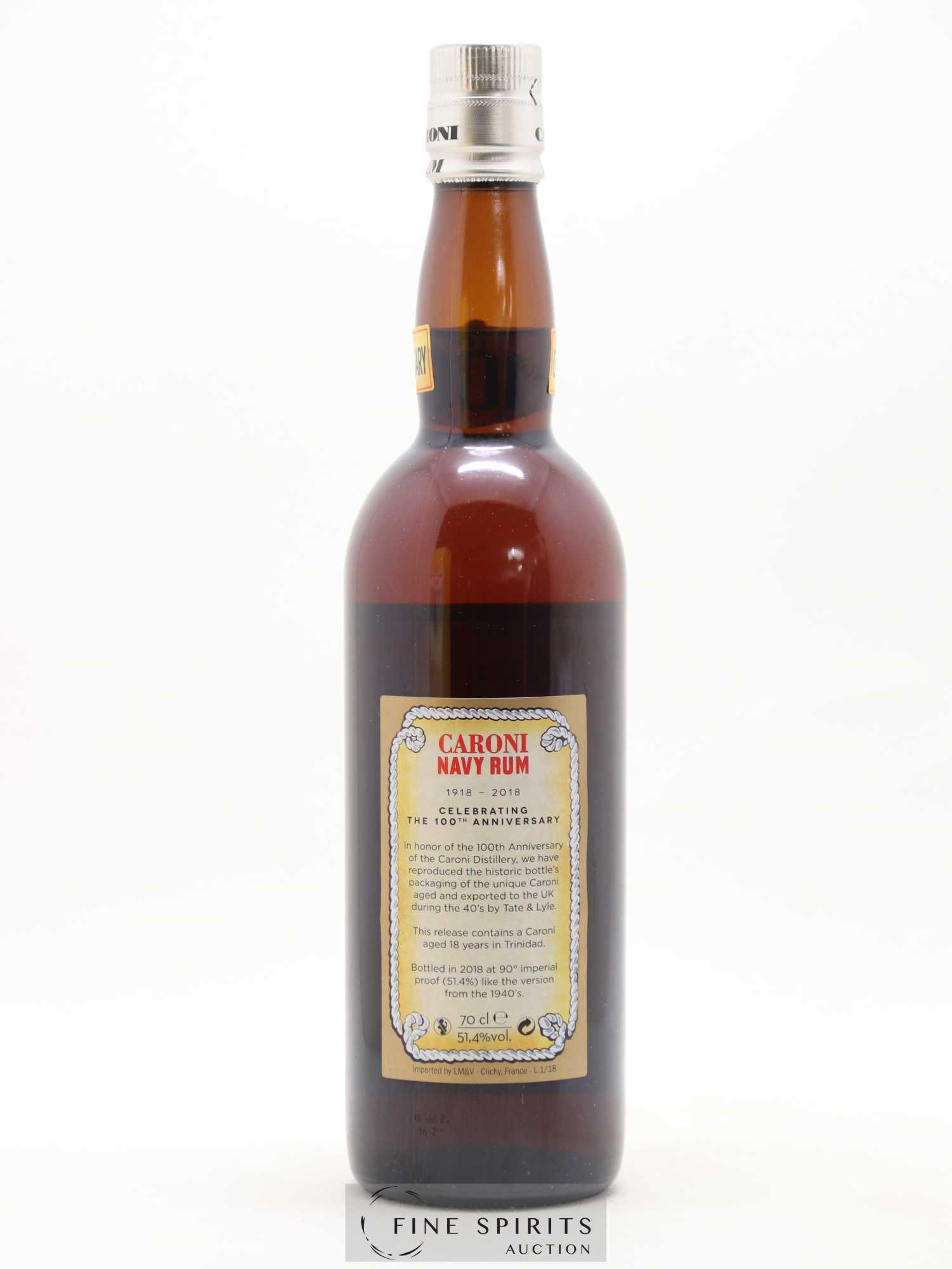 Caroni 18 years Velier Navy Rum 90° Proof - bottled 2018 Celebrating the 100th Anniversary Extra Strong - Lot de 1 bouteille - 2