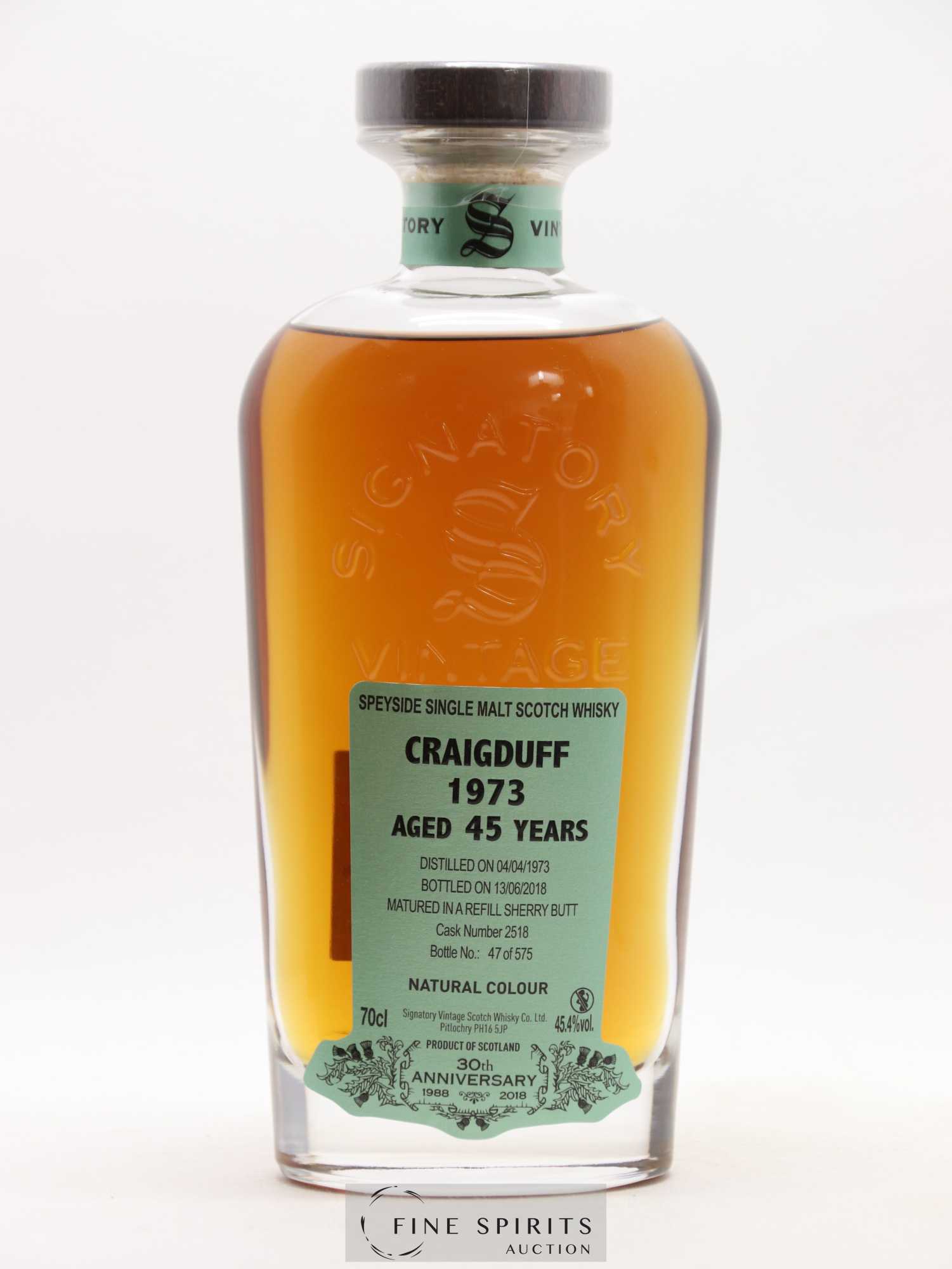 Craigduff 45 years 1973 Signatory Vintage Cask n°2518 - One of 575 - bottled 2018 30th Anniversary - Lot de 1 bouteille - 2