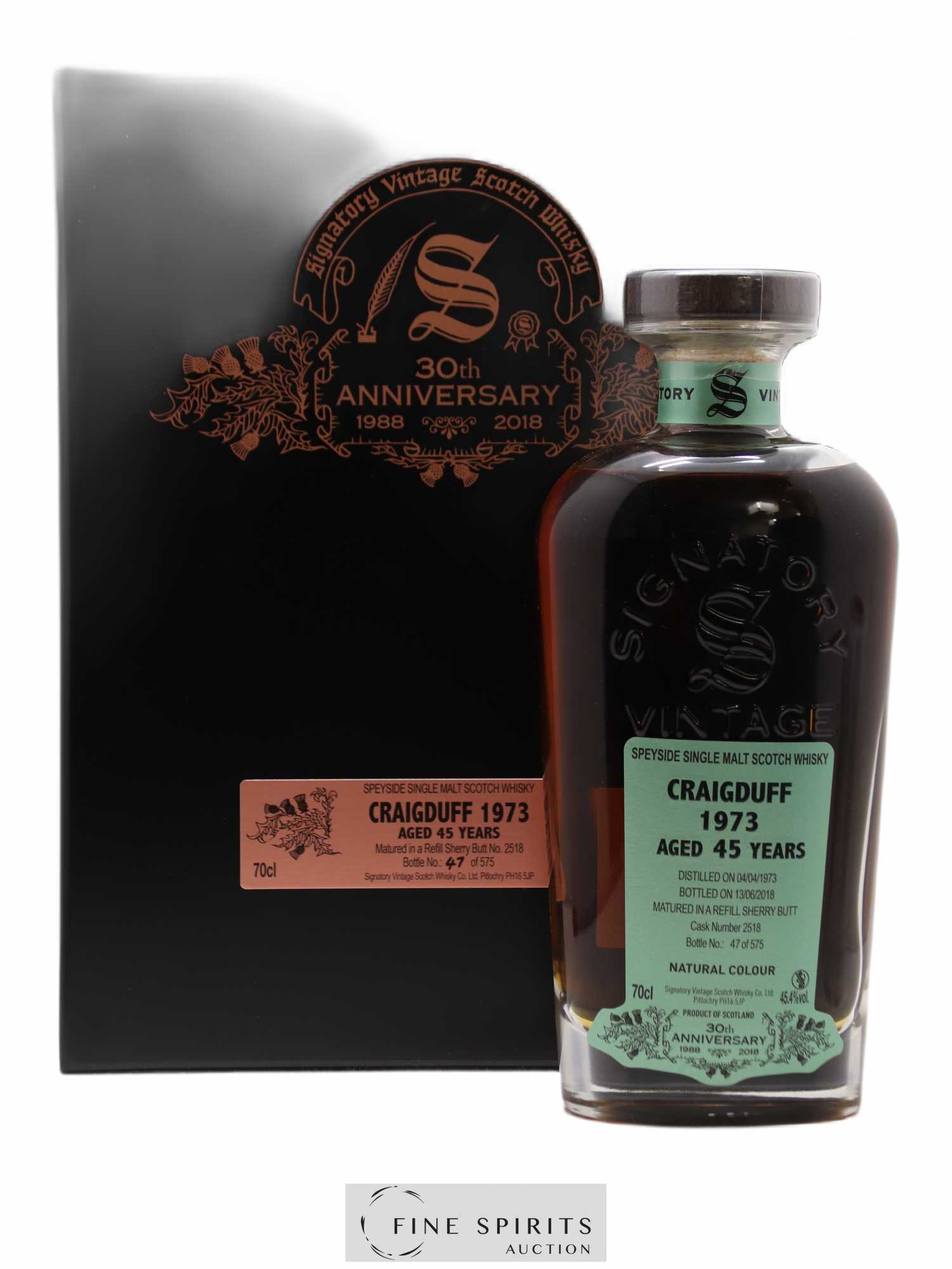 Craigduff 45 years 1973 Signatory Vintage Cask n°2518 - One of 575 - bottled 2018 30th Anniversary - Lot de 1 bouteille - 0