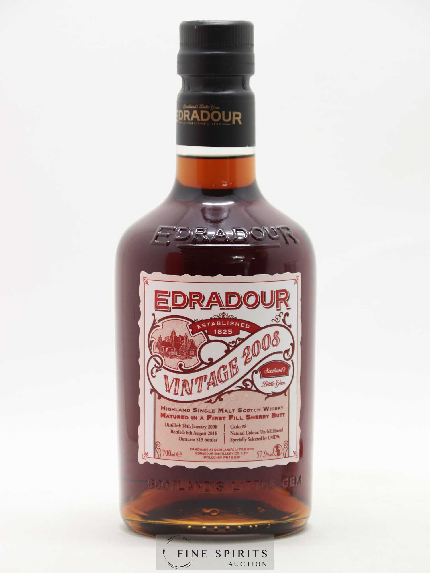Edradour 2008 Of. Cask n°8 - One of 515 - bottled 2018 - Lot de 1 bouteille - 1