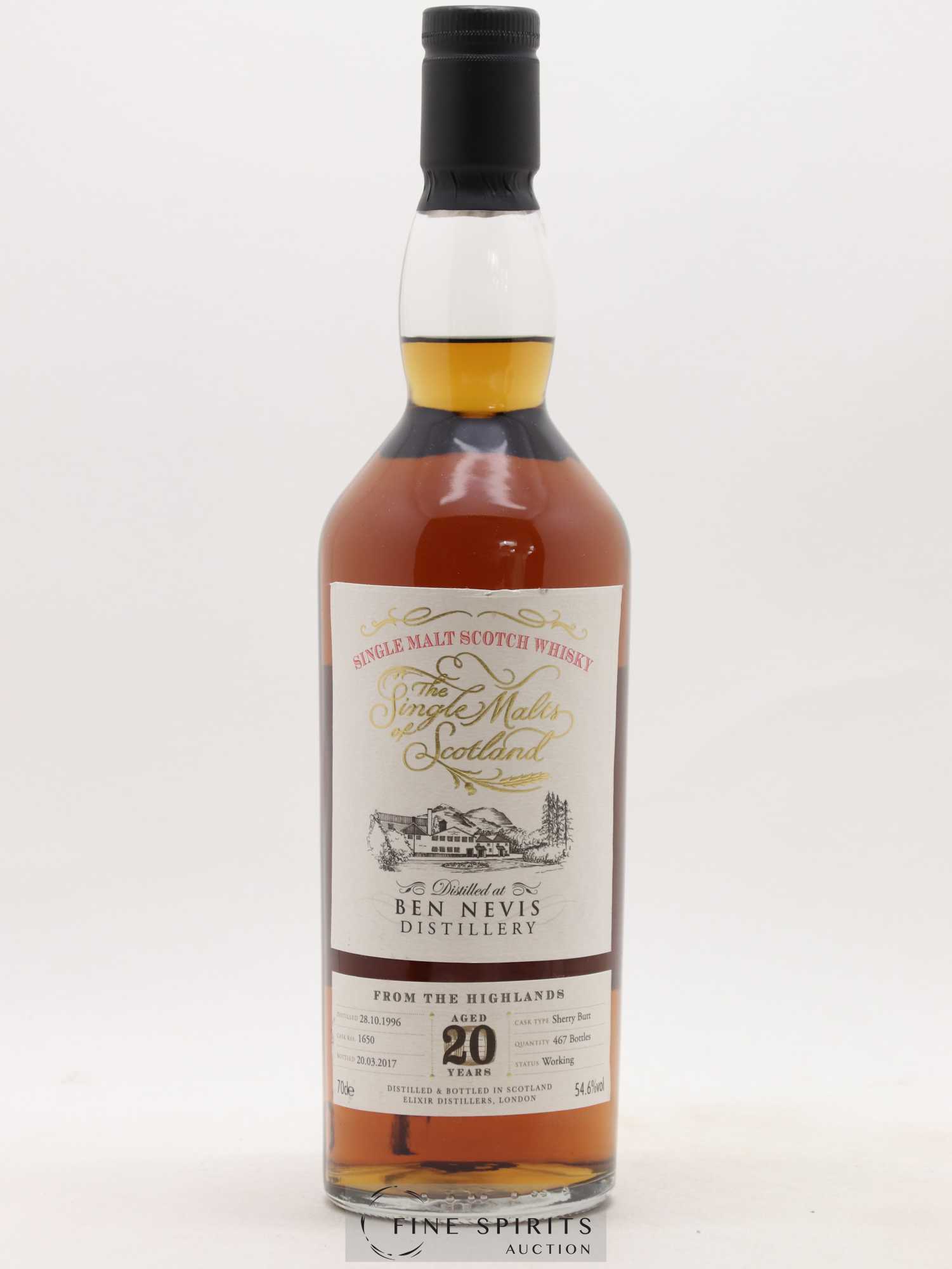 Ben Nevis 20 years 1996 Elixir Distillers Sherry Butt Cask n°1650 - One of 467 - bottled 2017 The Single Malts of Scotland - Lot de 1 bouteille - 1