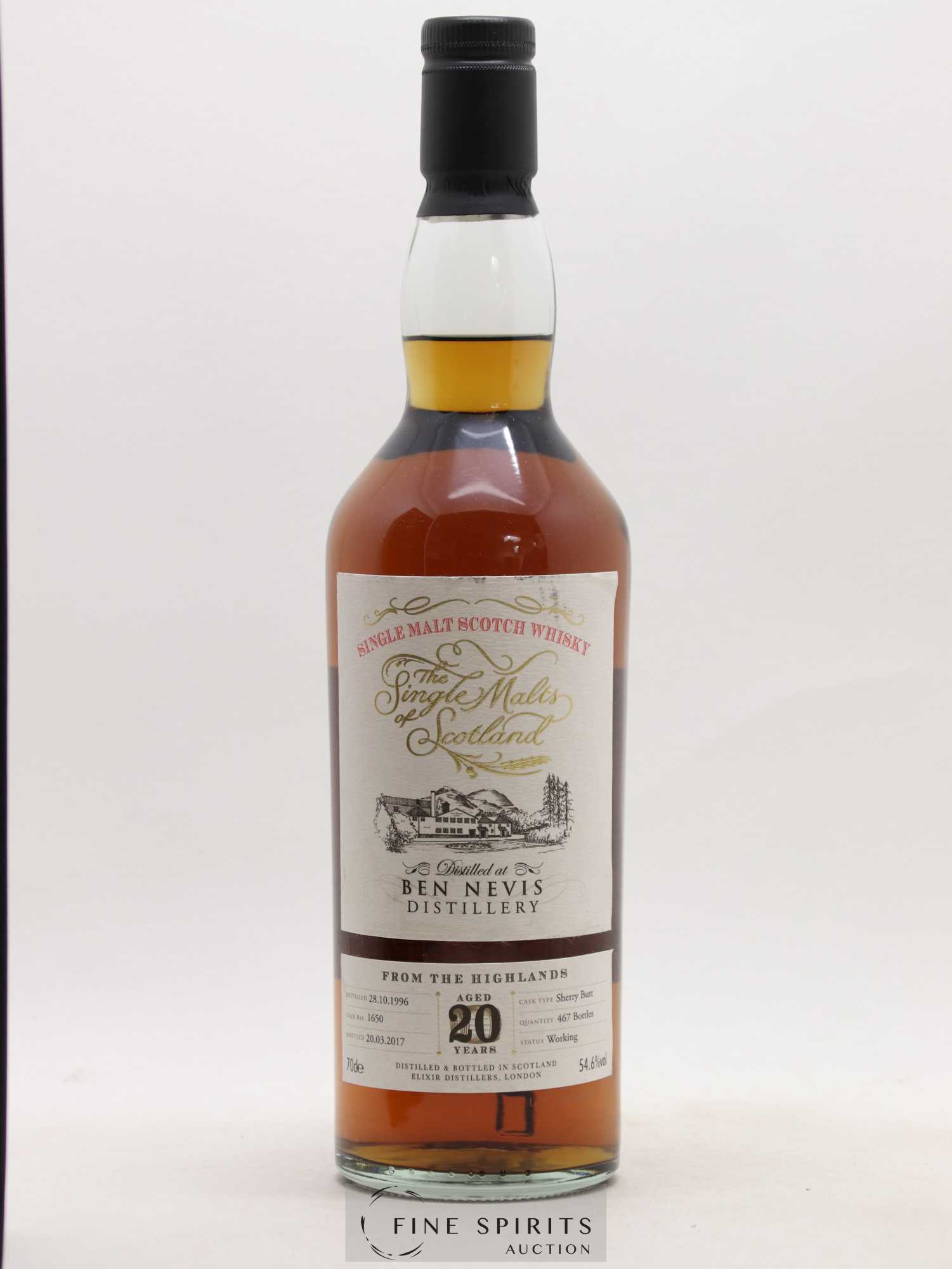 Ben Nevis 20 years 1996 Elixir Distillers Sherry Butt Cask n°1650 - One of 467 - bottled 2017 The Single Malts of Scotland - Lot of 1 bottle - 1