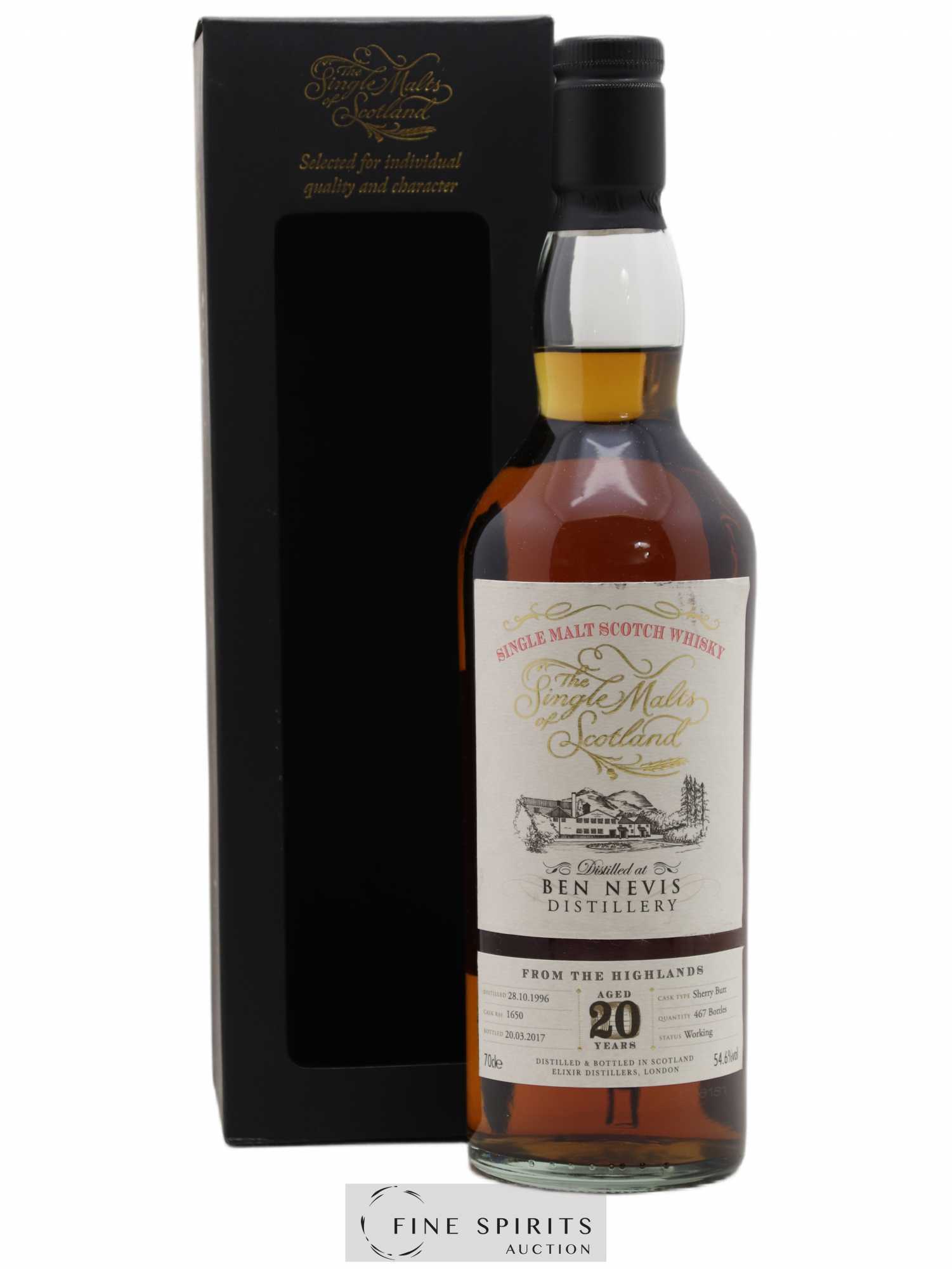Ben Nevis 20 years 1996 Elixir Distillers Sherry Butt Cask n°1650 - One of 467 - bottled 2017 The Single Malts of Scotland - Lot of 1 bottle - 0