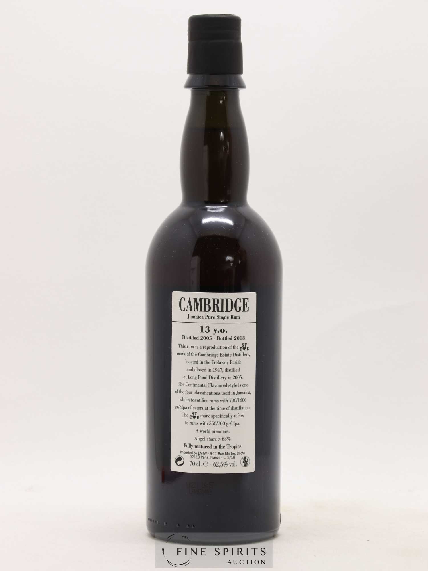 Cambridge 13 years 2005 Of. Mark ST C E - One of 3648 - bottled 2018 LM&V National Rums of Jamaica Continental Flavoured - Posten von 1 Flasche - 2