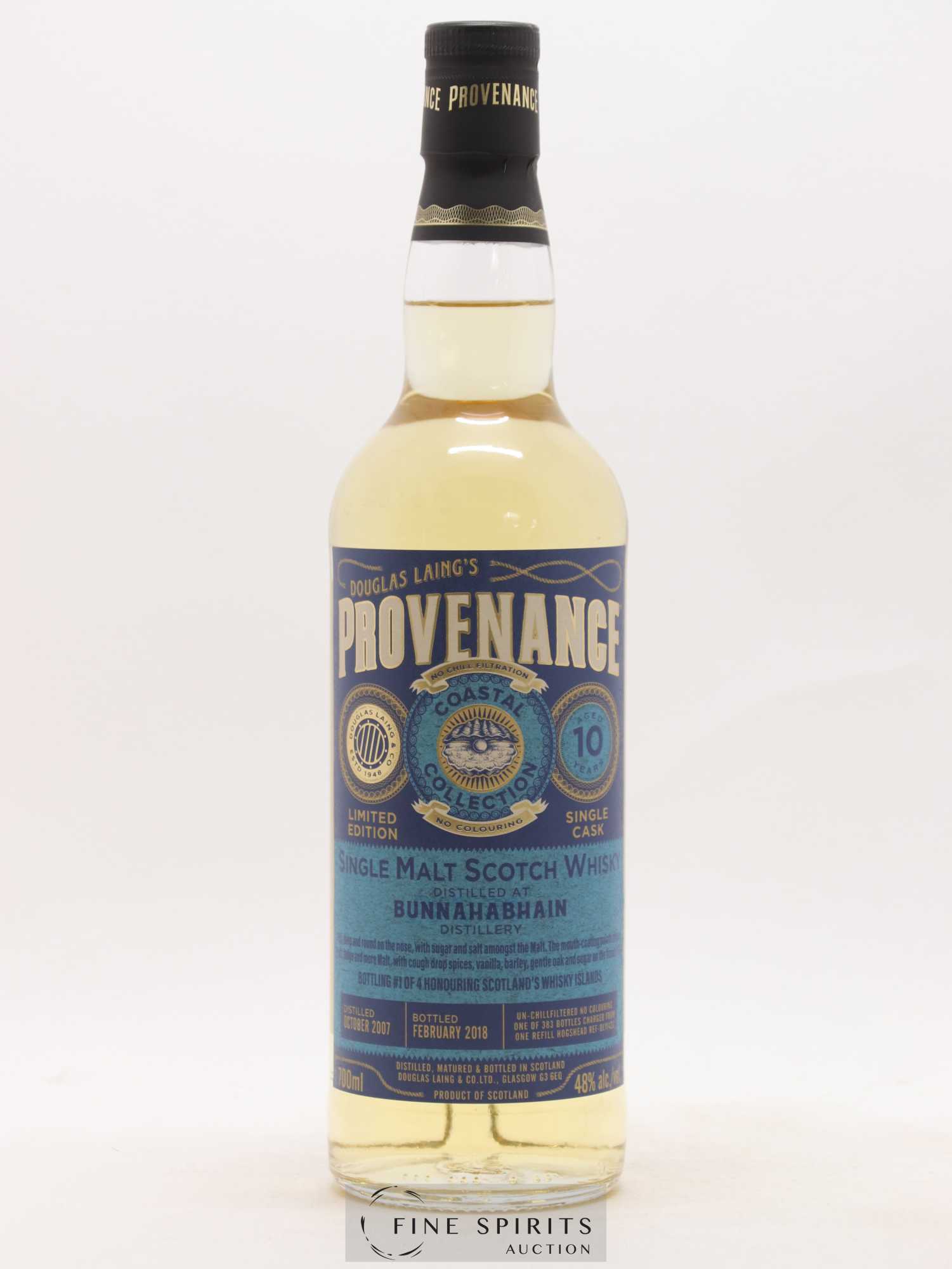 Bunnahabhain 10 years 2007 Douglas Laing Provenance Hogshead n°DL11420 - One of 383 - bottled 2018 Coastal Collection - Lot de 1 bouteille - 1