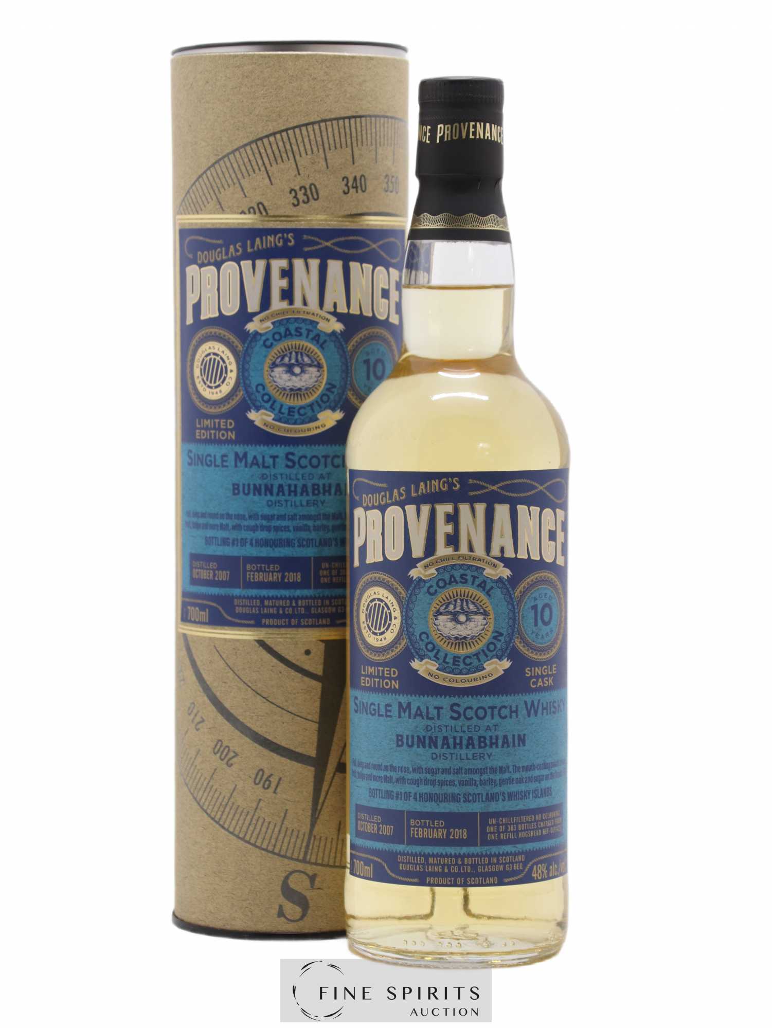 Bunnahabhain 10 years 2007 Douglas Laing Provenance Hogshead n°DL11420 - One of 383 - bottled 2018 Coastal Collection - Lot de 1 bouteille - 0