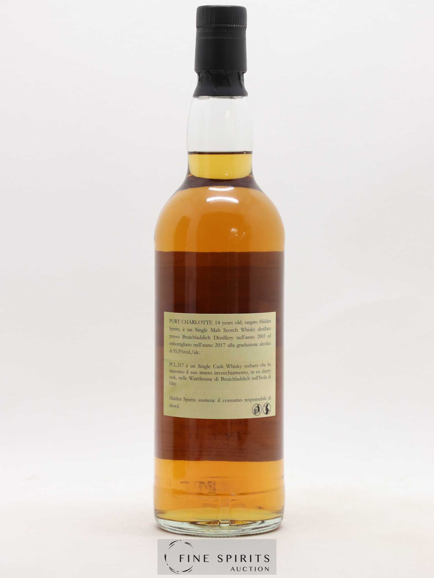 Port Charlotte 14 years 2003 Hidden Spirits PCL.317 Cask n°PC641 - bottled 2017 - Lot de 1 bouteille - 2