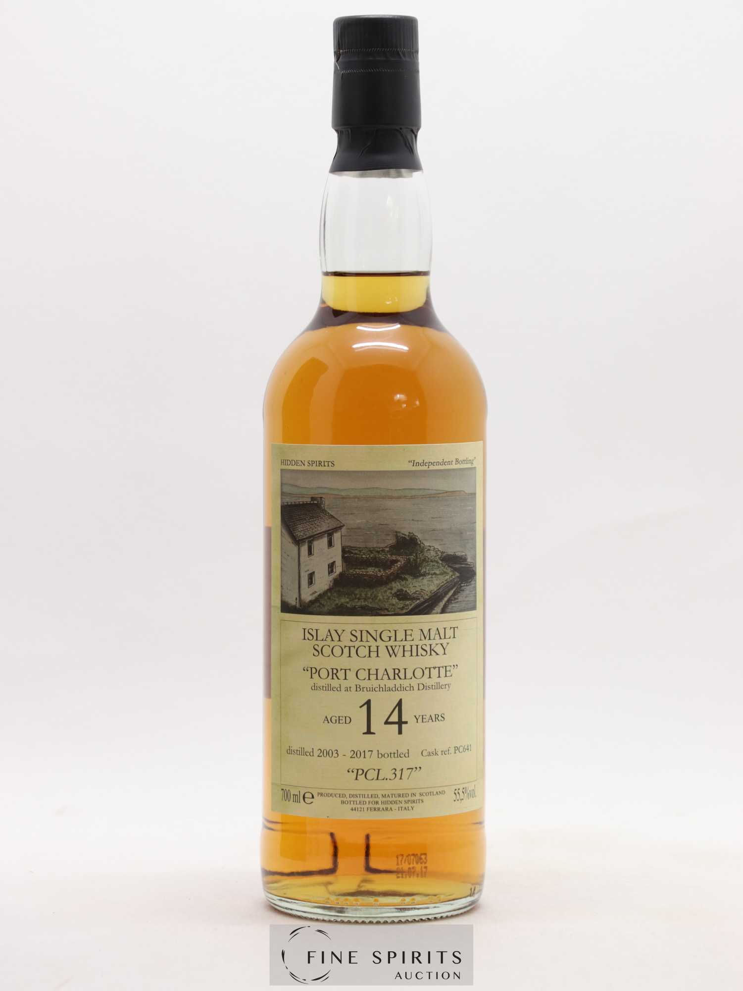 Port Charlotte 14 years 2003 Hidden Spirits PCL.317 Cask n°PC641 - bottled 2017 - Lot of 1 bottle - 1