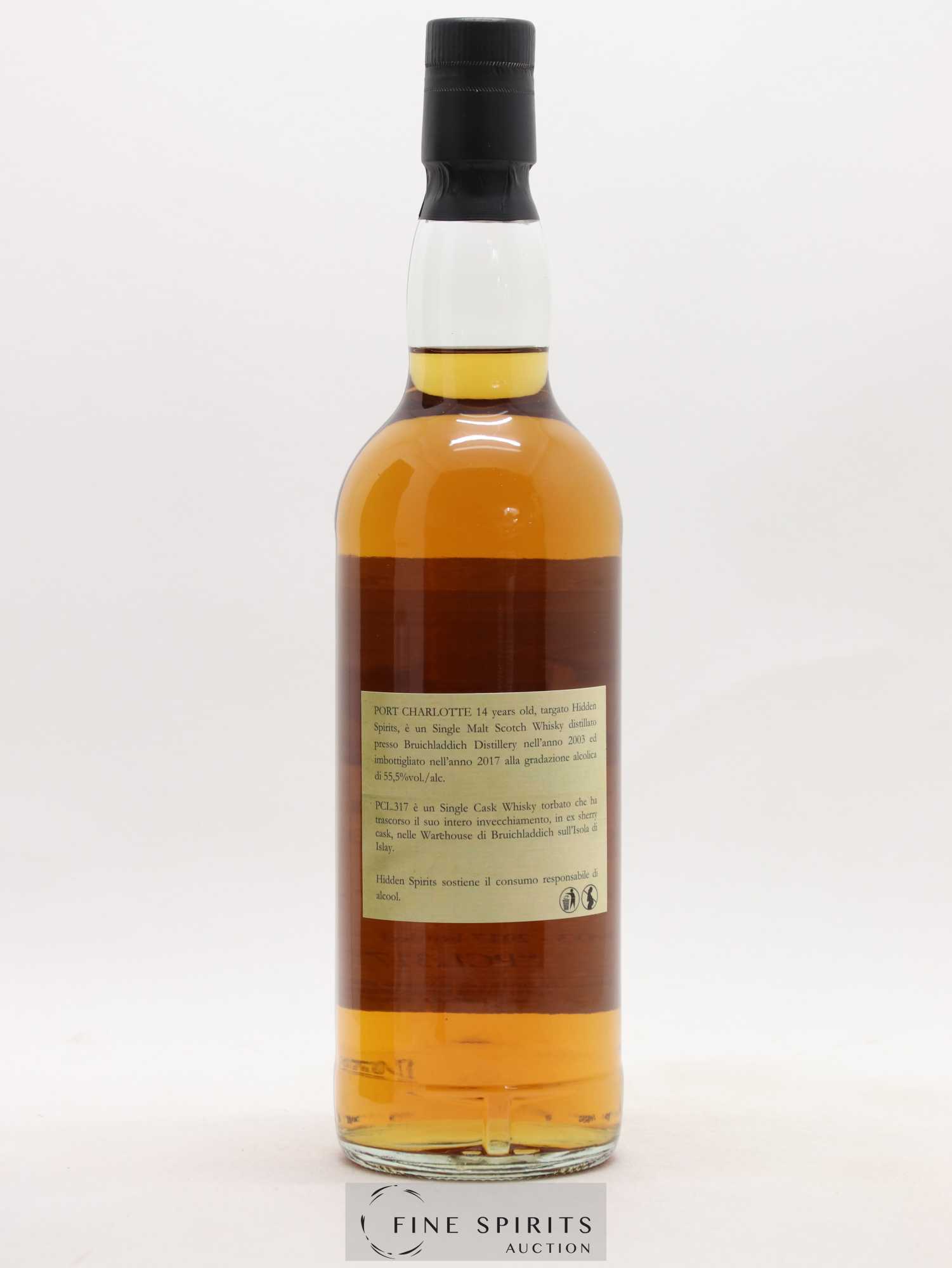 Port Charlotte 14 years 2003 Hidden Spirits PCL.317 Cask n°PC641 - bottled 2017 - Lot of 1 bottle - 2