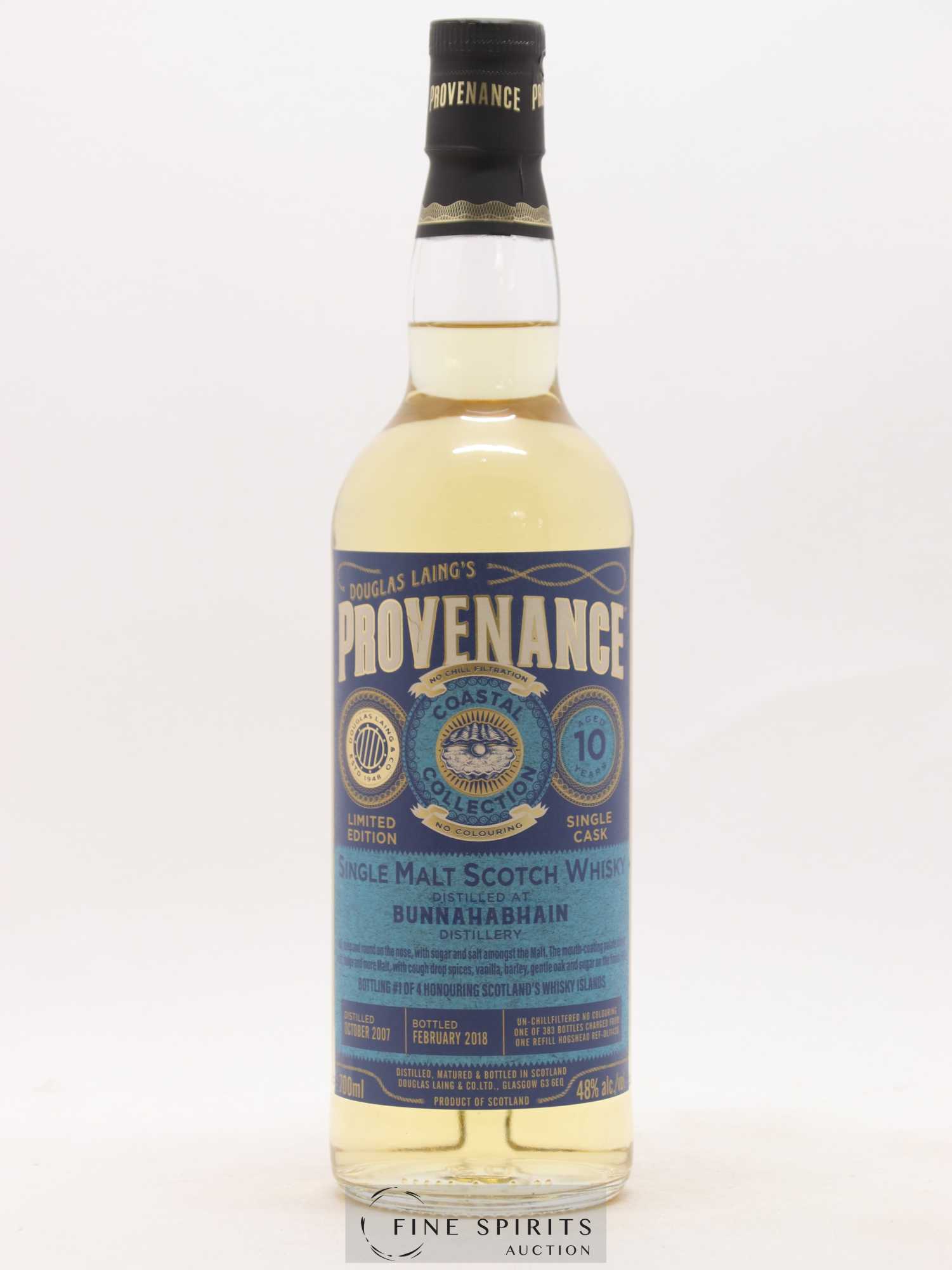 Bunnahabhain 10 years 2007 Douglas Laing Provenance Hogshead n°DL11420 - One of 383 - bottled 2018 Coastal Collection - Lot de 1 bouteille - 1