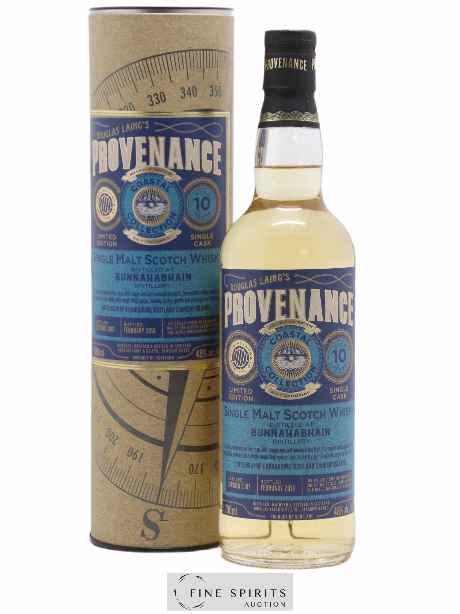 Bunnahabhain 10 years 2007 Douglas Laing Provenance Hogshead n°DL11420 - One of 383 - bottled 2018 Coastal Collection - Lot de 1 bouteille - 0