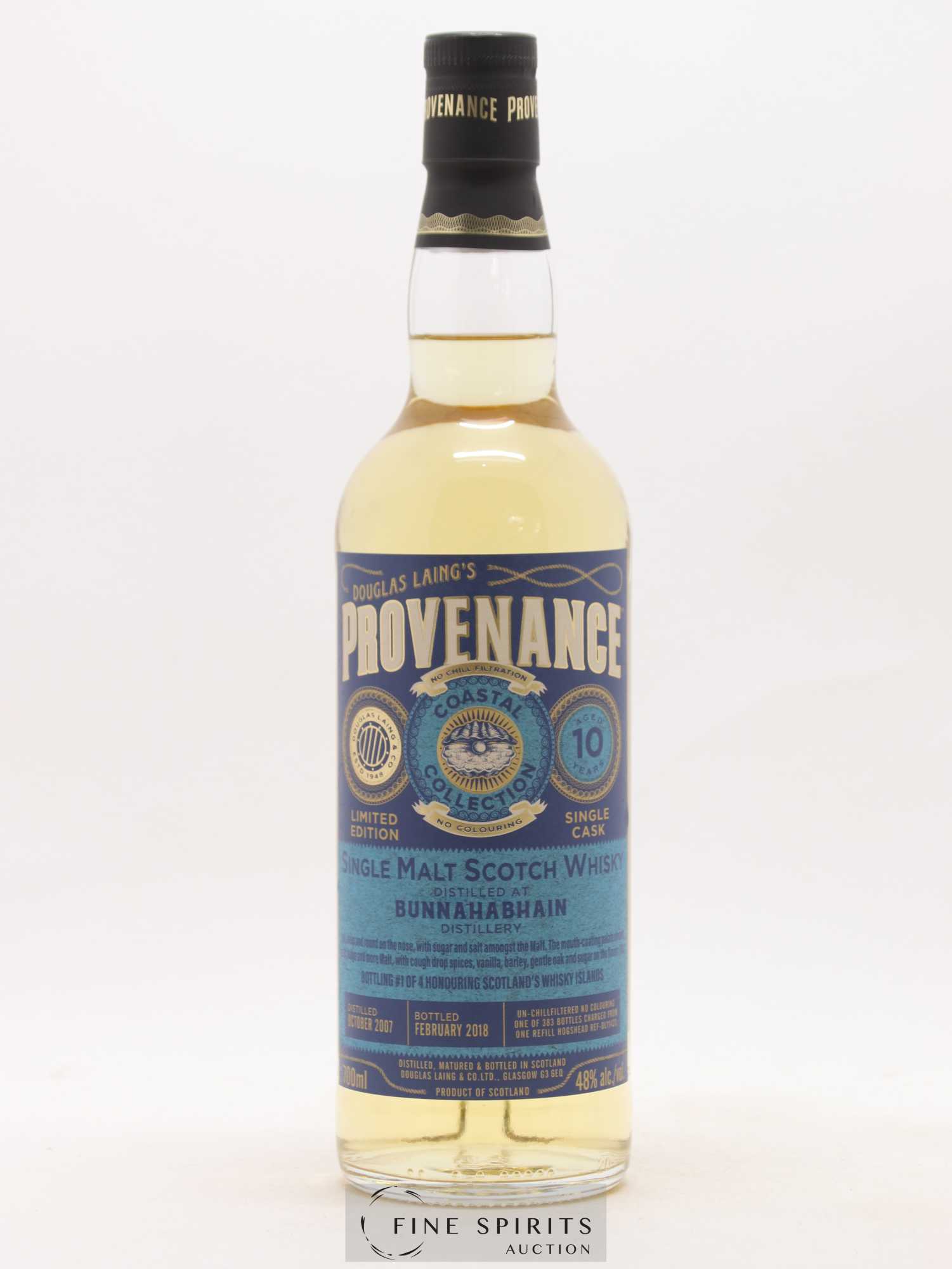 Bunnahabhain 10 years 2007 Douglas Laing Provenance Hogshead n°DL11420 - One of 383 - bottled 2018 Coastal Collection - Lot de 1 bouteille - 1