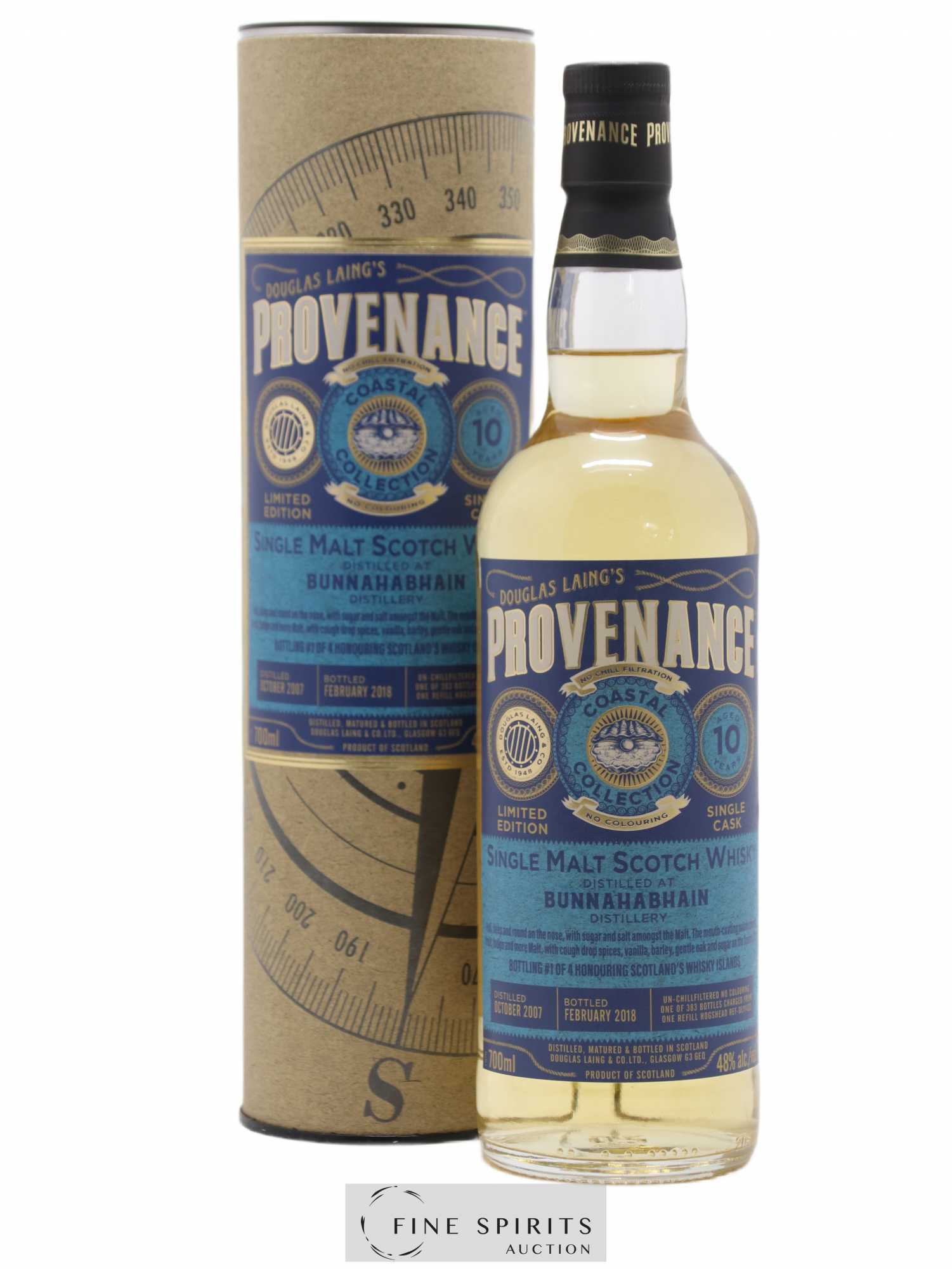 Bunnahabhain 10 years 2007 Douglas Laing Provenance Hogshead n°DL11420 - One of 383 - bottled 2018 Coastal Collection - Lot de 1 bouteille - 0