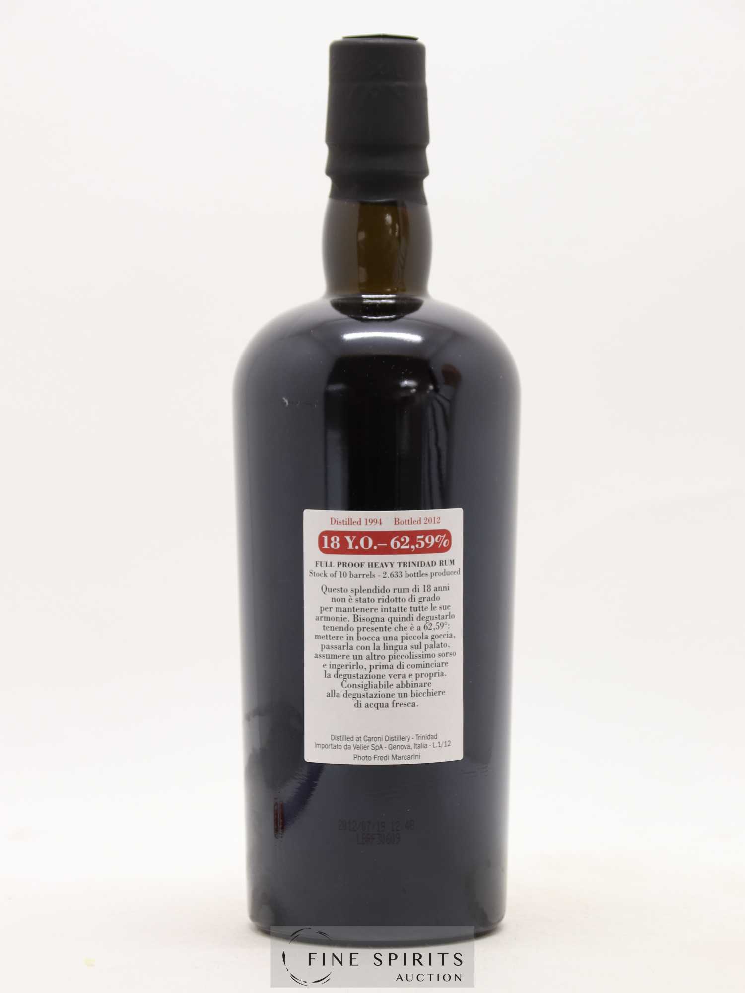 Caroni 18 years 1994 Velier Stock of 10 Barrels One of 2633 - bottled 2012 - Lot de 1 bouteille - 2