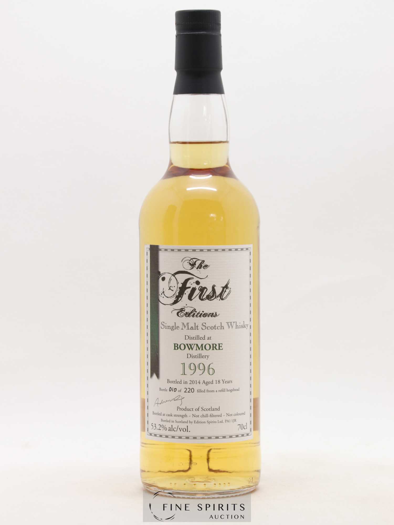 Bowmore 18 years 1996 Edition Spirits Refill Hogshead - One of 220 - bottled 2014 The First Editions - Lot de 1 bouteille - 1