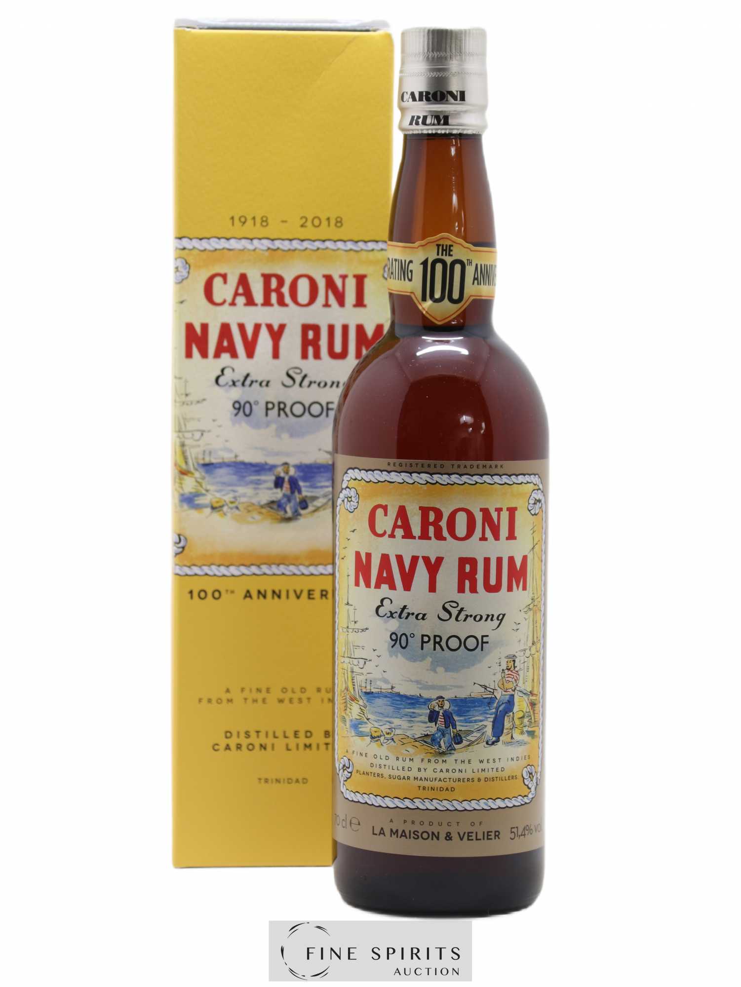 Caroni 18 years Velier Navy Rum 90° Proof - bottled 2018 Celebrating the 100th Anniversary Extra Strong - Lot de 1 bouteille - 0