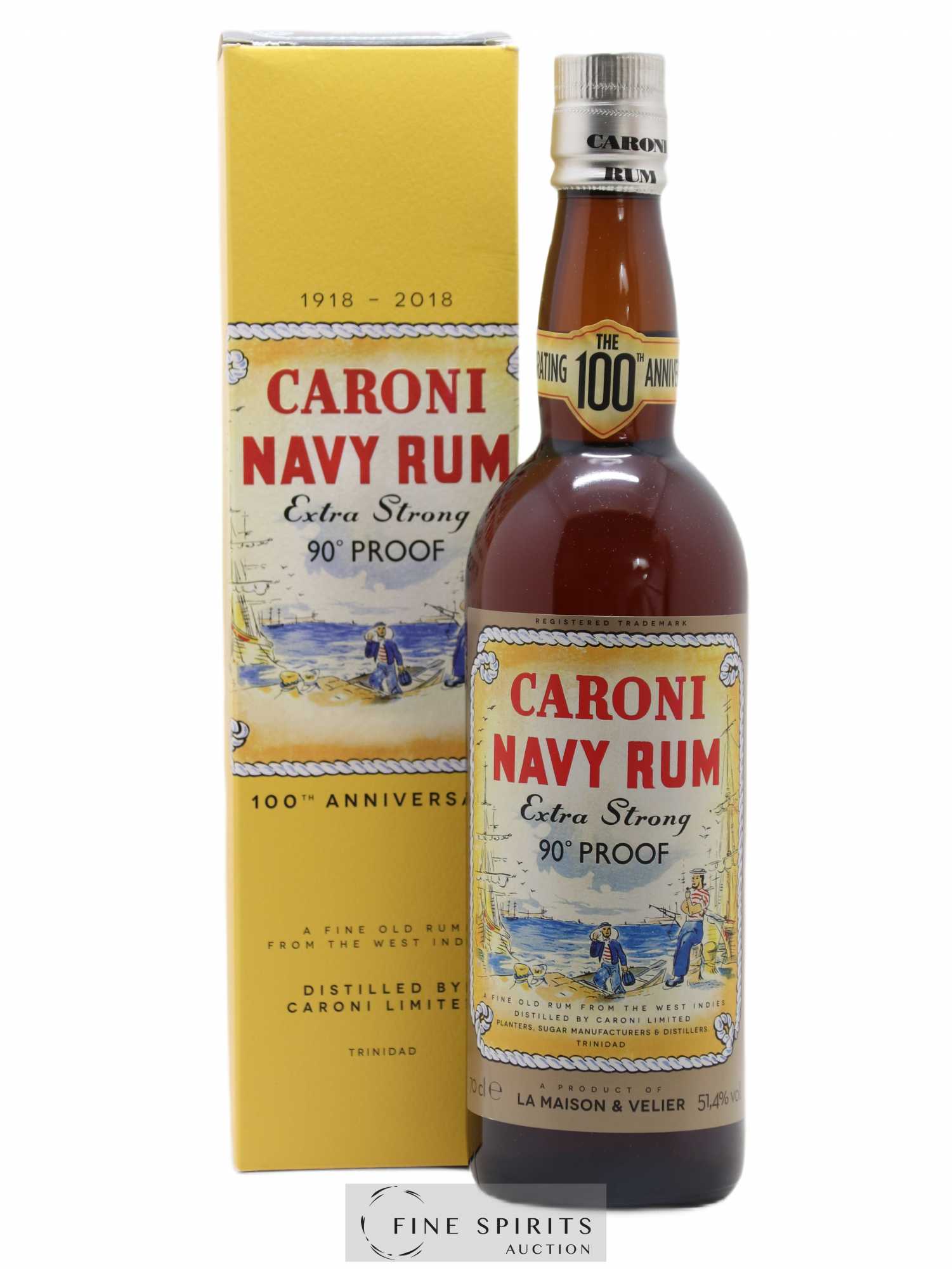 Caroni 18 years Velier Navy Rum 90° Proof - bottled 2018 Celebrating the 100th Anniversary Extra Strong - Lot de 1 bouteille - 0