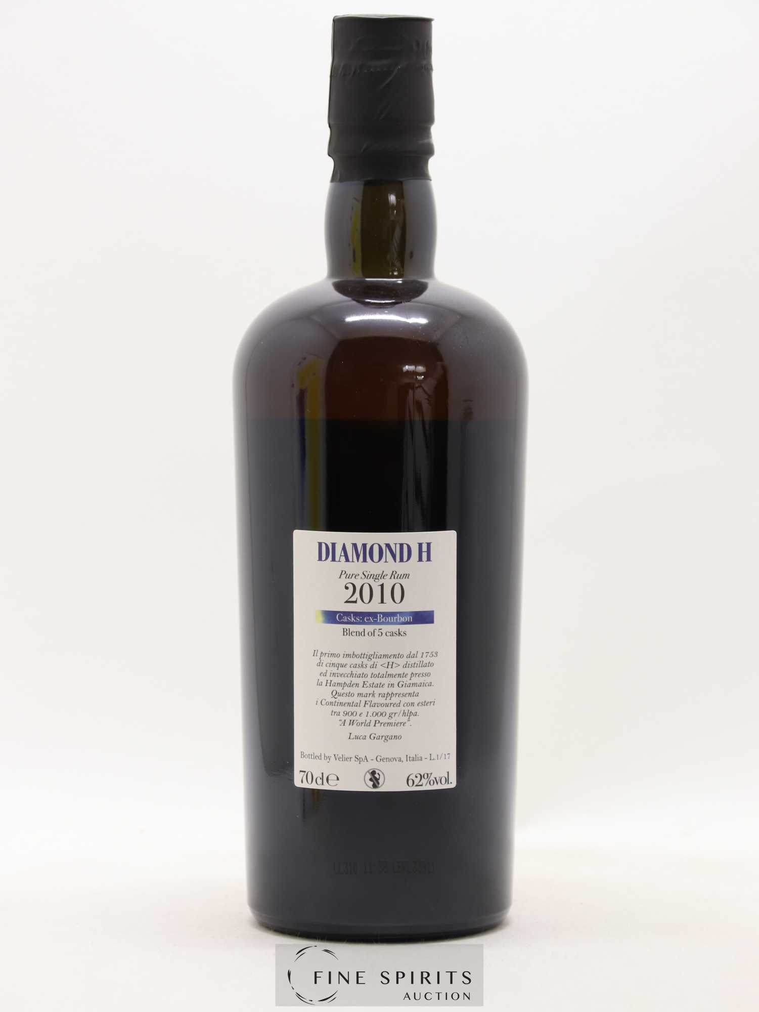 Diamond 7 years 2010 Velier H Blend of 5 Ex-Bourbon Casks - bottled 2017 Velier 70th Anniversary - Lot de 1 bouteille - 2