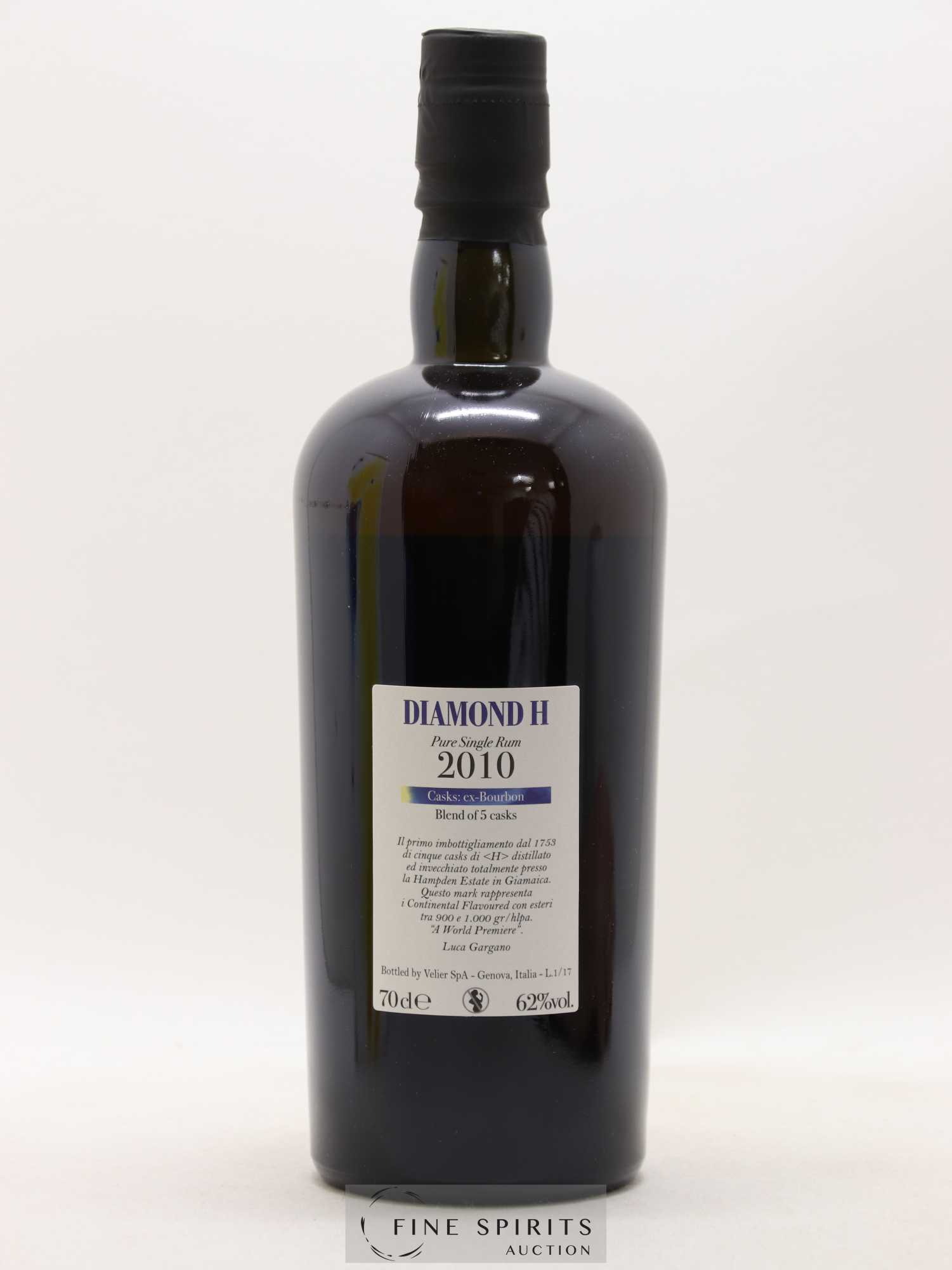 Diamond 7 years 2010 Velier H Blend of 5 Ex-Bourbon Casks - bottled 2017 Velier 70th Anniversary - Lot de 1 bouteille - 2