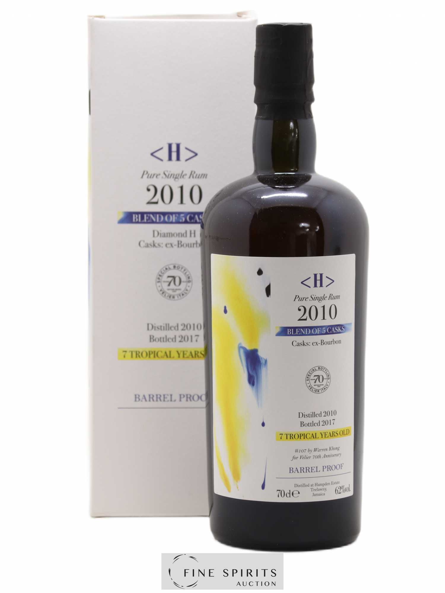Diamond 7 years 2010 Velier H Blend of 5 Ex-Bourbon Casks - bottled 2017 Velier 70th Anniversary - Lot de 1 bouteille - 0