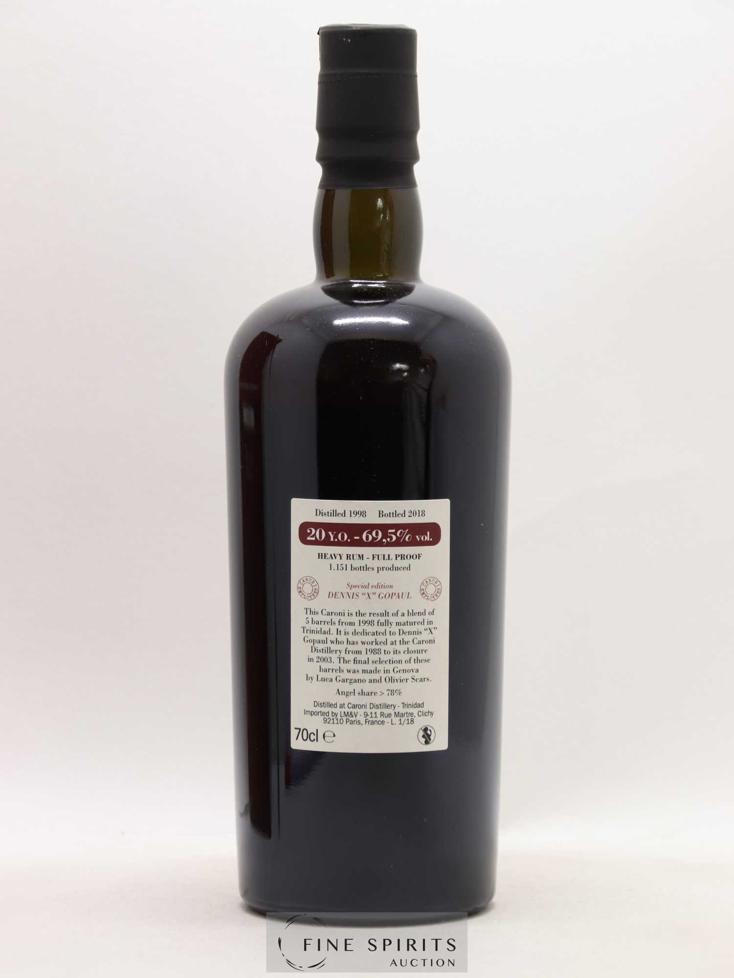 Caroni 20 years 1998 Velier Special Edition Dennis X Gopaul One of 1151 - bottled 2018 Employee Serie - Posten von 1 Flasche - 2