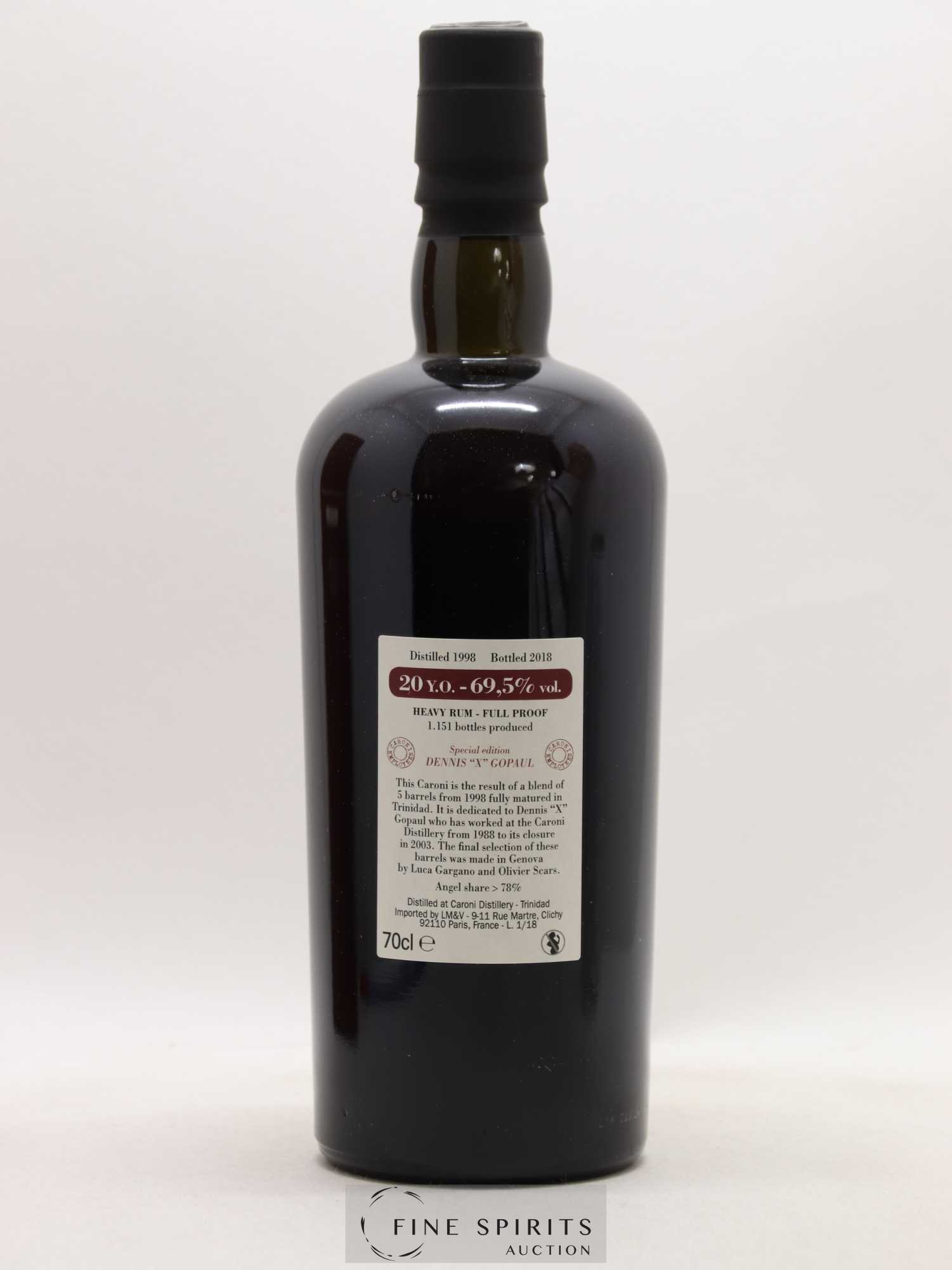 Caroni 20 years 1998 Velier Special Edition Dennis X Gopaul One of 1151 - bottled 2018 Employee Serie - Lot de 1 bouteille - 2