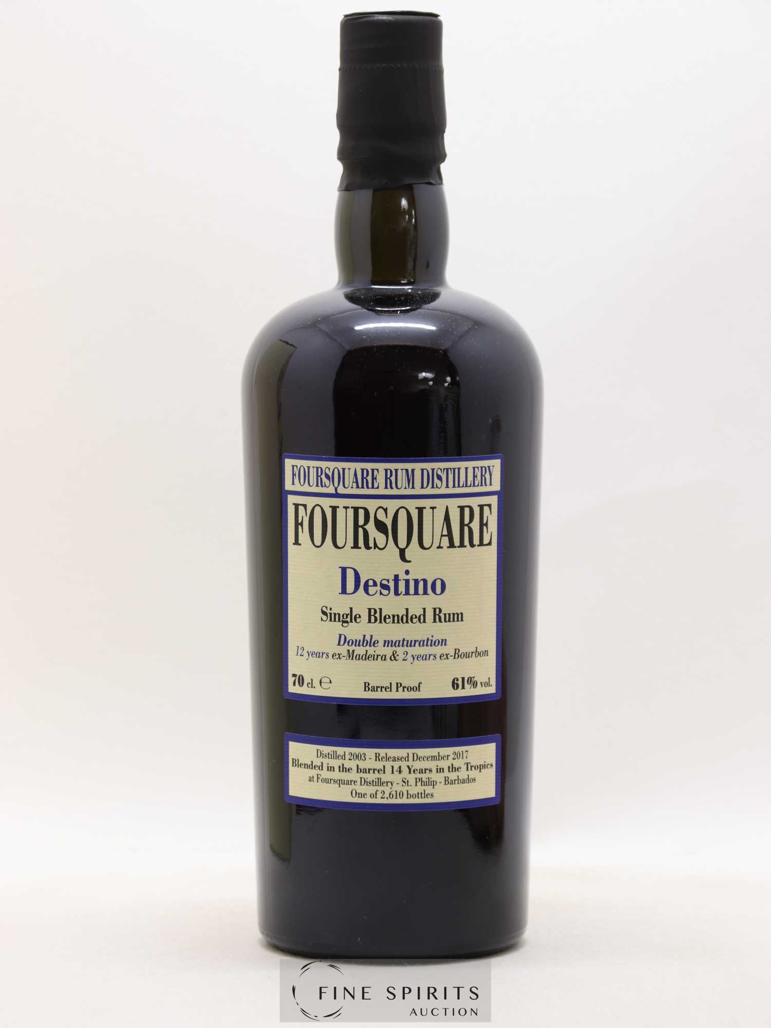 Foursquare 14 years 2003 Velier Destino Double Maturation - One of 2610 - bottled 2017 - Lot de 1 bouteille - 1