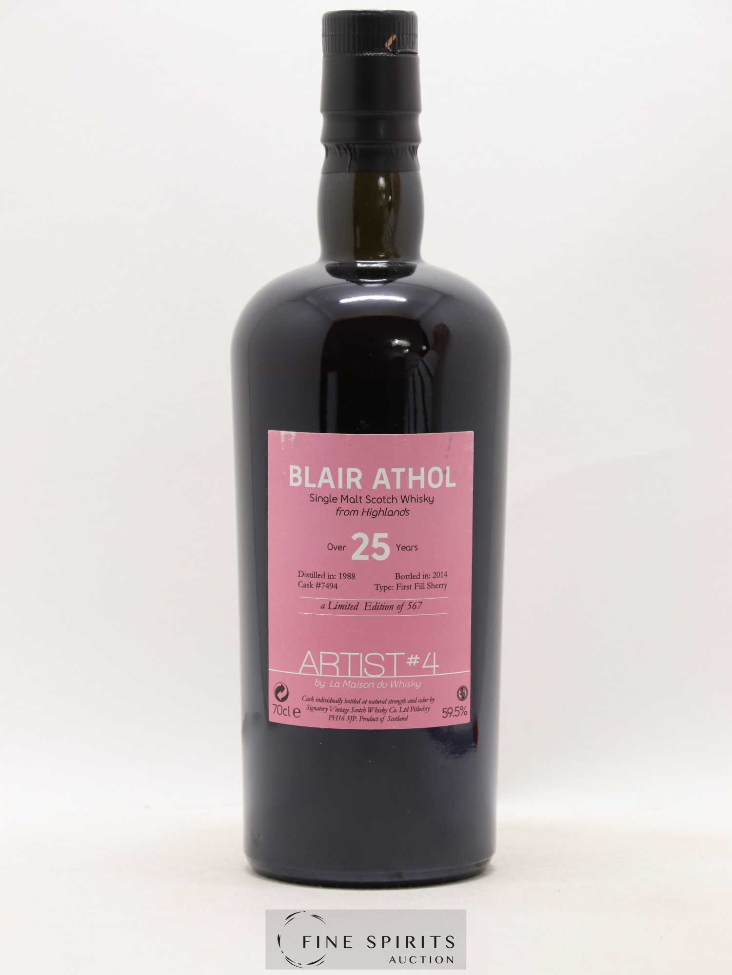 Blair Athol 25 years 1988 Signatory Vintage Artist n°4 Sherry Cask n°7494 - One of 567 - bottled 2014 LMDW - Lot de 1 bouteille - 1