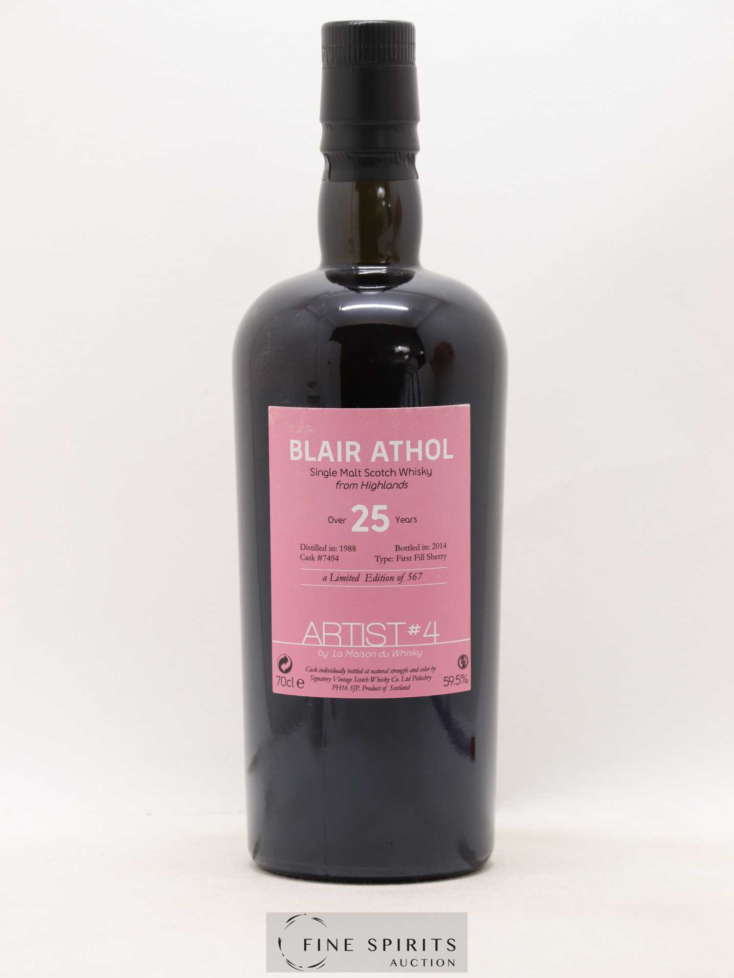 Blair Athol 25 years 1988 Signatory Vintage Artist n°4 Sherry Cask n°7494 - One of 567 - bottled 2014 LMDW - Lot de 1 bouteille - 1