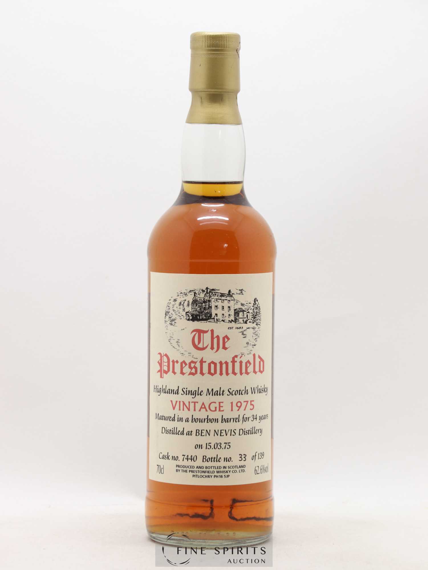 Ben Nevis 34 years 1975 The Prestonfield Bourbon Barrel n°7440 - One of 139 - Lot of 1 bottle - 1
