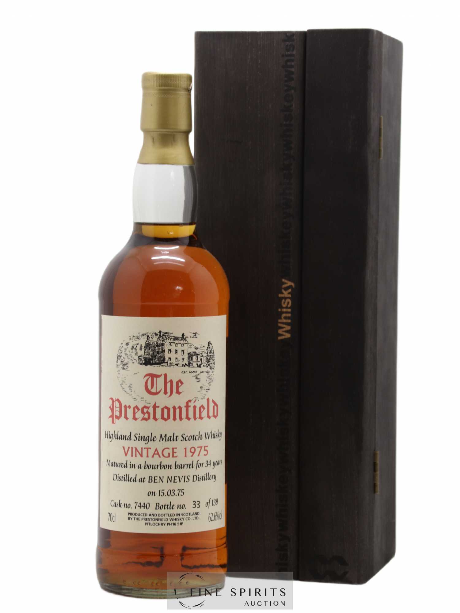Ben Nevis 34 years 1975 The Prestonfield Bourbon Barrel n°7440 - One of 139 - Lot of 1 bottle - 0