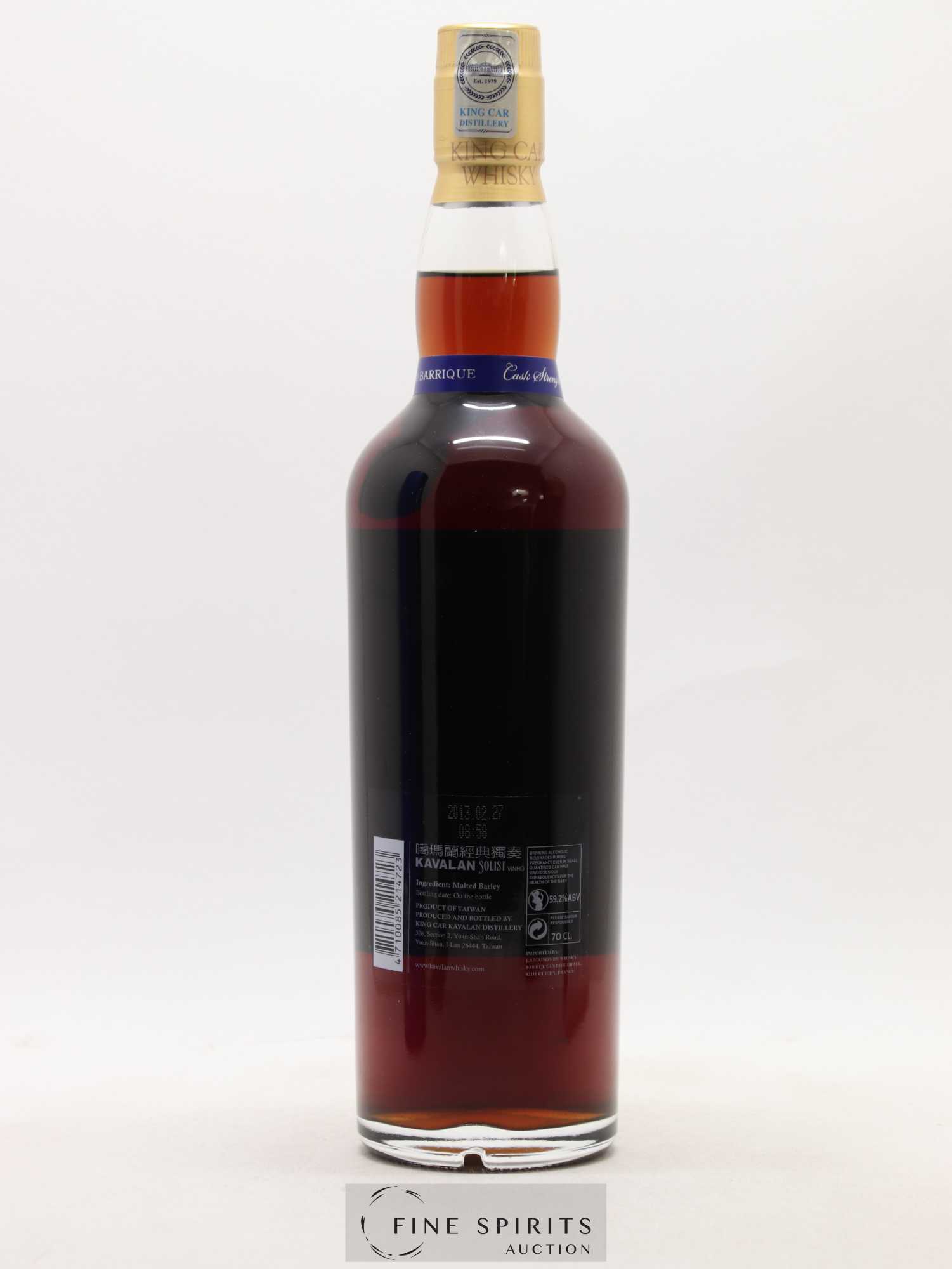 Kavalan Of. Solist Vinho Barrique n°W080225047 - One of 187 - bottled 2013 Cask Strength - Lot de 1 bouteille - 2