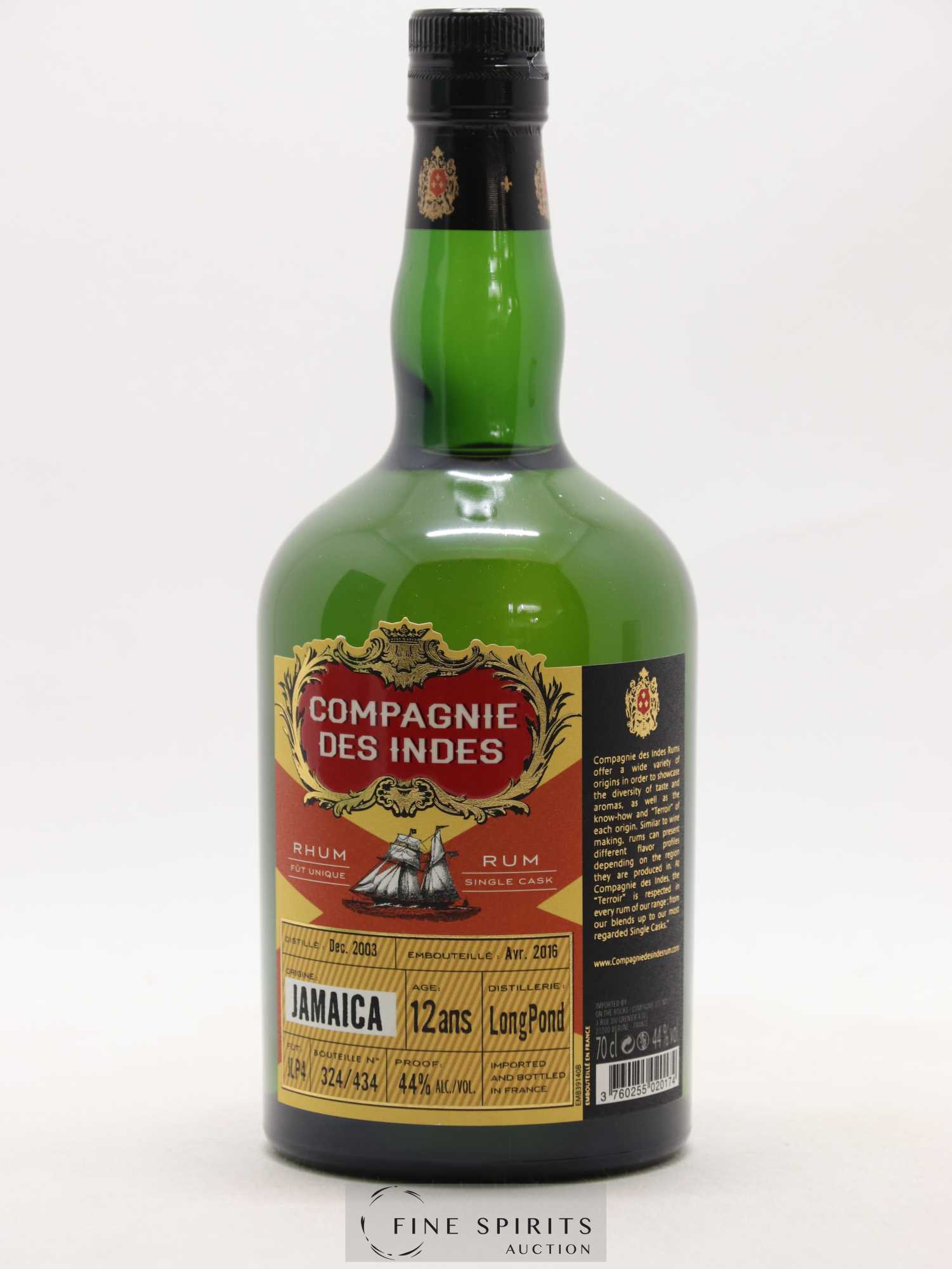 Long Pond 12 years 2003 Compagnie des Indes Single Cask n°JLP4 - One of 434 - bottled 2016 - Lot de 1 bouteille - 1