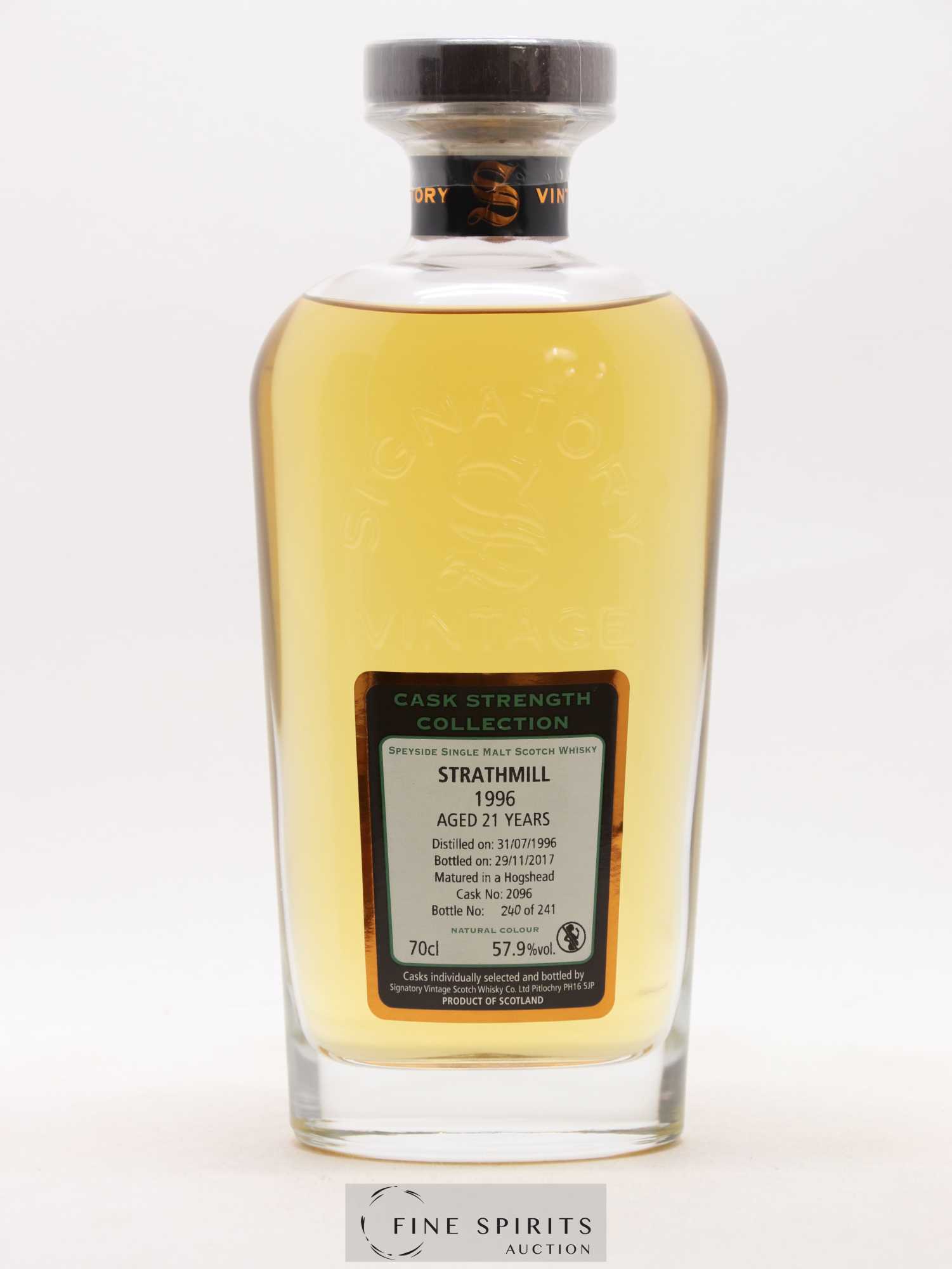 Strathmill 21 years 1996 Signatory Vintage Hogshead Cask n°2096 - One of 241 - bottled 2017 Cask Strength Collection - Lot de 1 bouteille - 1