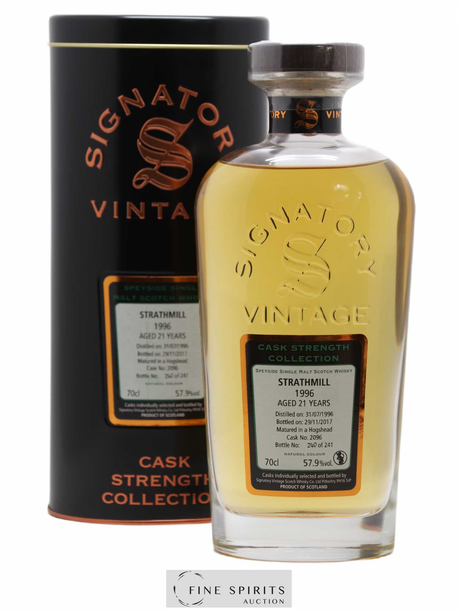 Strathmill 21 years 1996 Signatory Vintage Hogshead Cask n°2096 - One of 241 - bottled 2017 Cask Strength Collection - Lot de 1 bouteille - 0